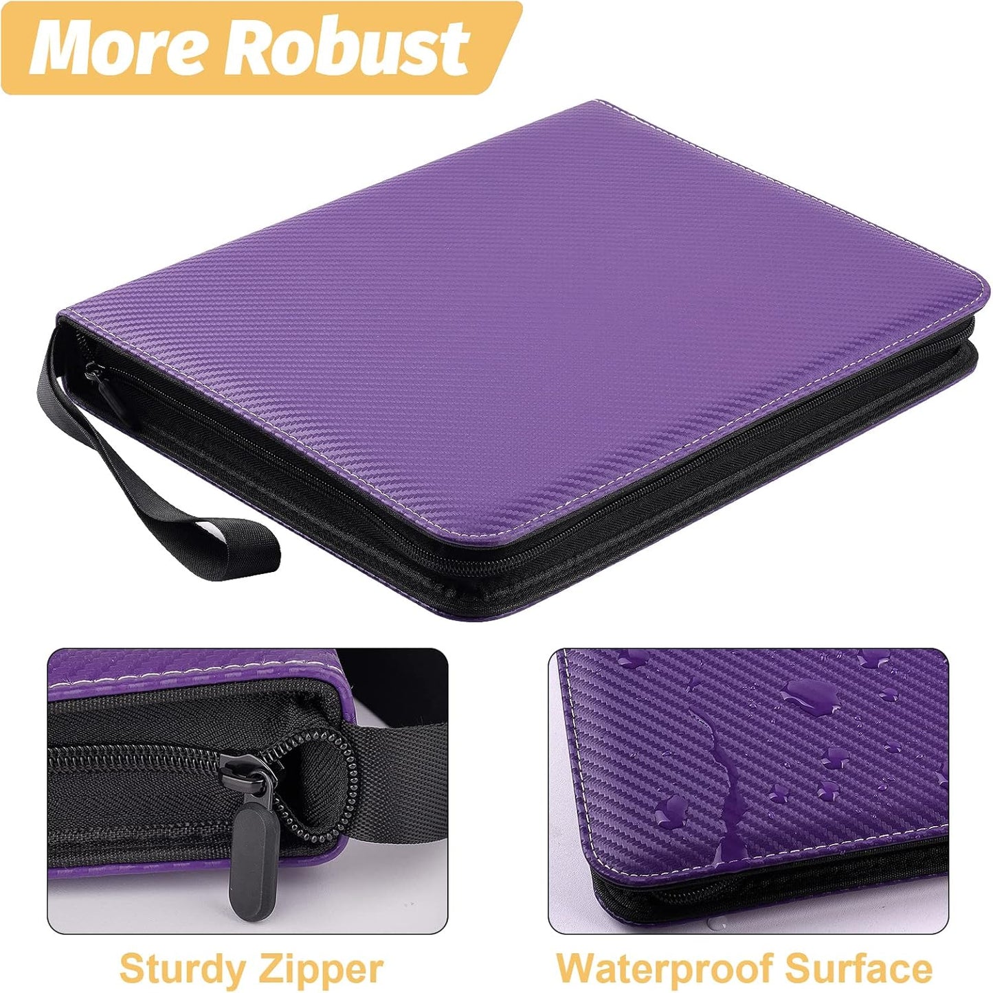 9 Pocket Card Binder, Premium Zip Trading Card Binder, 720 Double Sided Pocket PU Card Collection Binder, Collector Card Album, Card Folder for MTG, TCG, Sports Cards, Game Cards (purple)