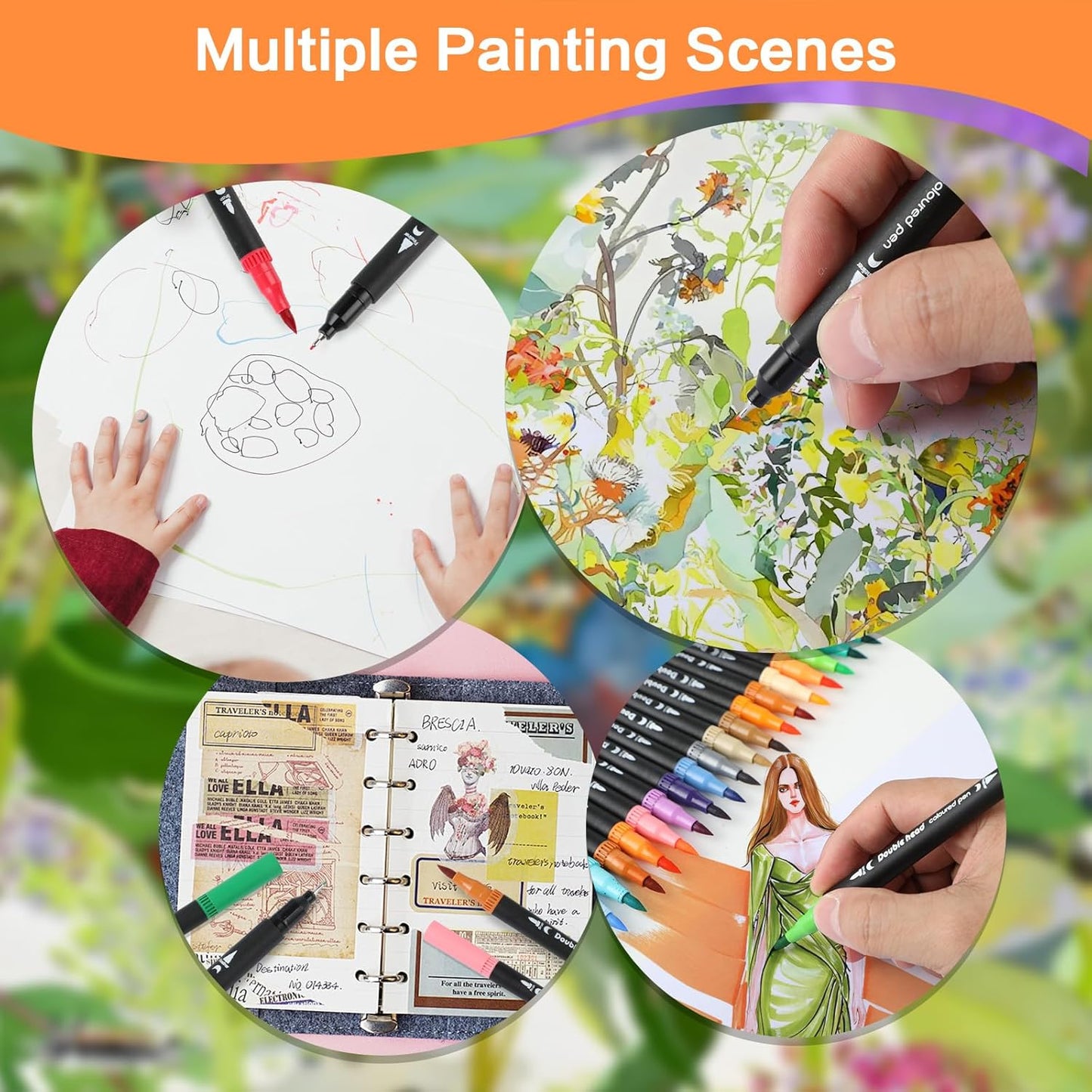 80 Colors Dual Tip Brush Pens, Fine Felt Tip and Brush Tips Colored Pens for Adults and Kids, Coloring Markers for Coloring Book Bullet Journaling Note Taking Hand Lettering