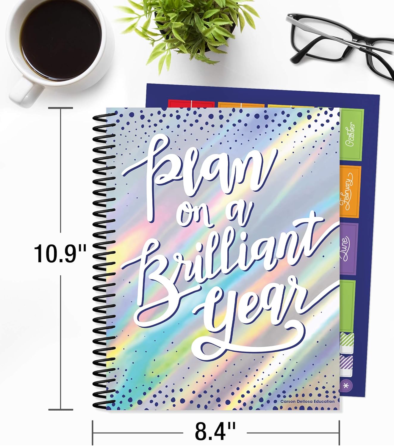 Carson Dellosa Sparkle and Shine Teacher Planner 2025-2026, Undated Holographic 8" x 11" Lesson Plan Book, Stickers, Class Schedule, Weekly Calendar School Supplies, Homeschool, Classroom Must Haves