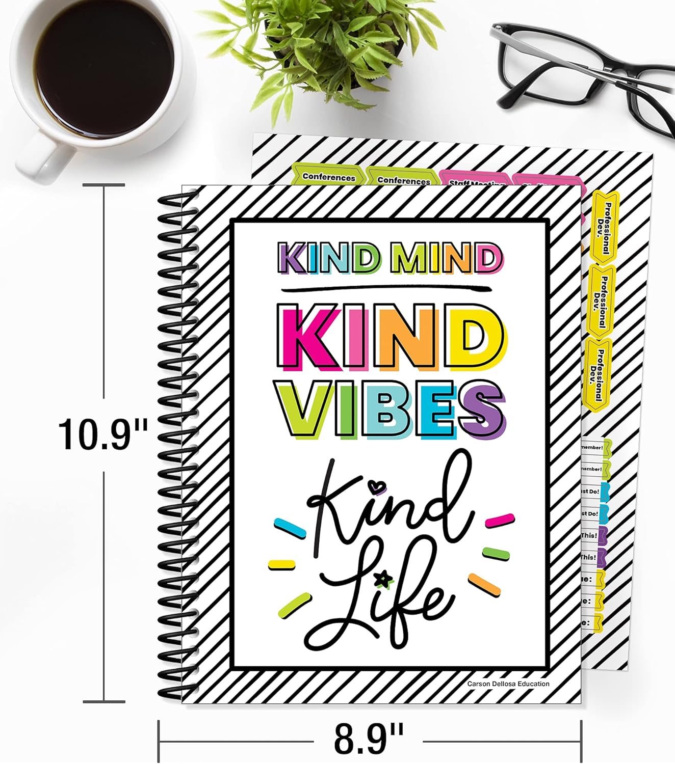 Carson Dellosa Kind Vibes Teacher Planner—Undated Weekly/Monthly Lesson Plan Book and Record Organizer for Classroom or Homeschool (8 inches x 11 inches)