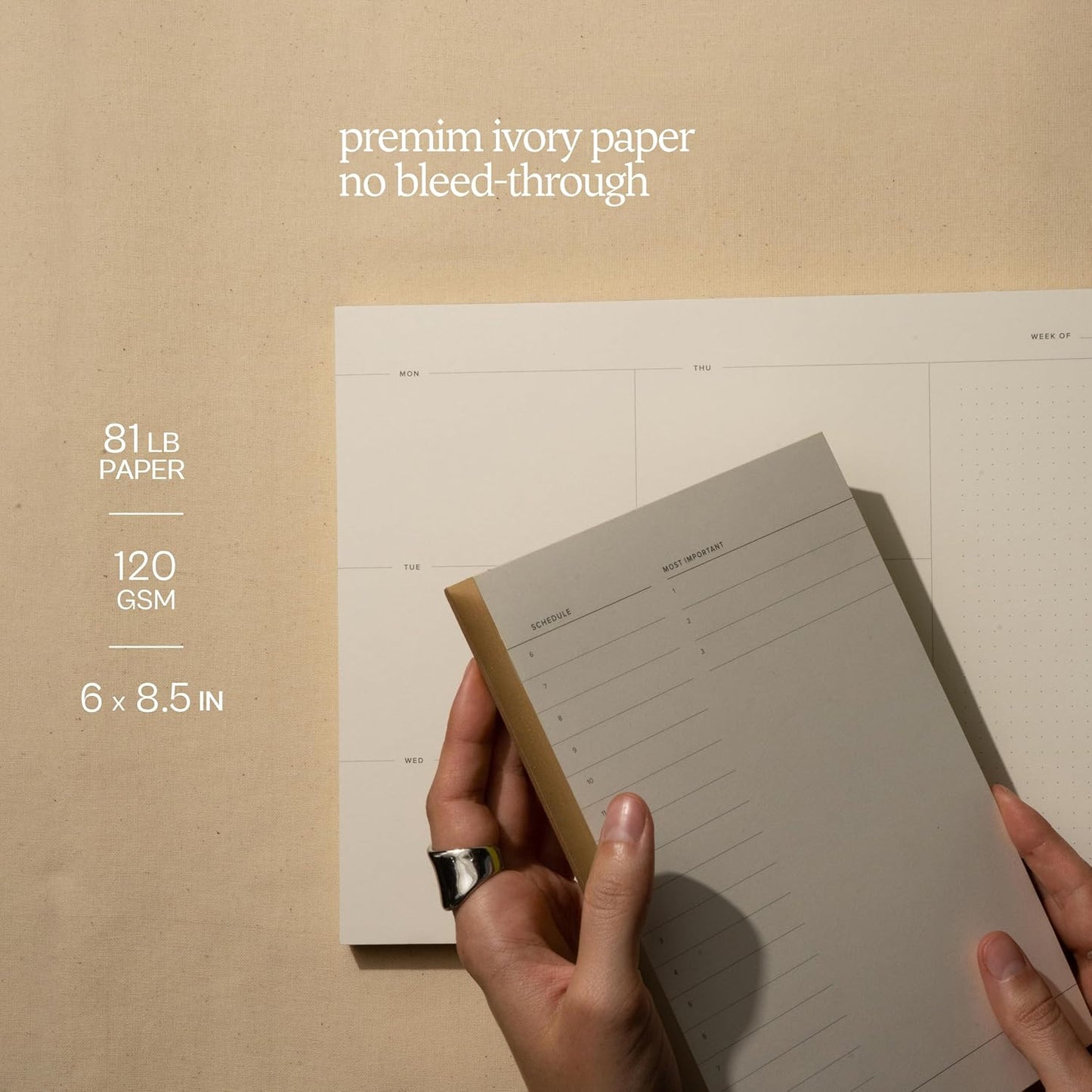 Daily and Weekly To-Do List Notepad – Desk Pad for Work and Study, Gold, 8x6 Inches