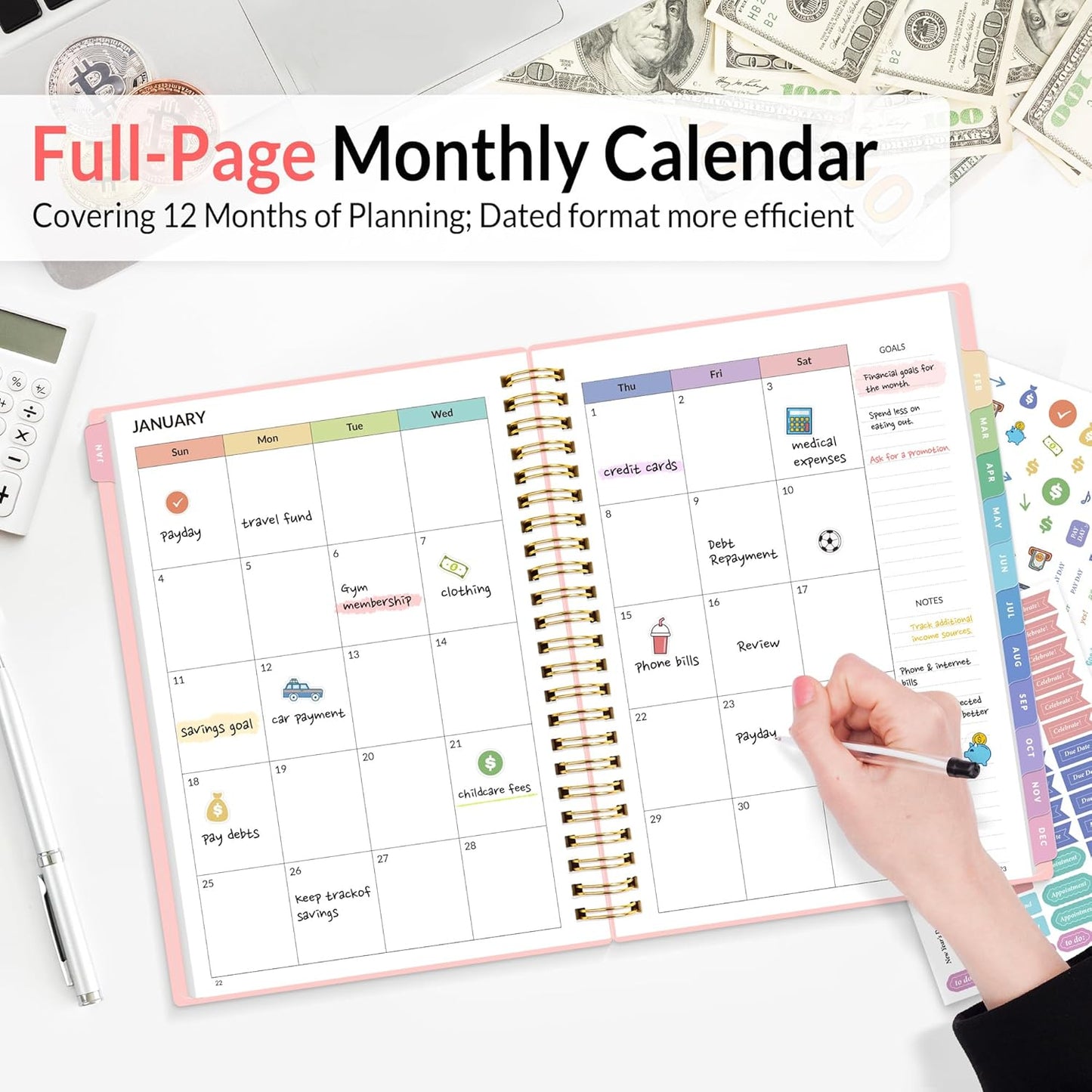 2026 Budget Planner - Monthly Budget Book from JAN 2026 - DEC 2026 with Expense Tracker Notebook, A5 Size (6.4" x 8.3") Bill Organizer & Finance Planner Account Book to Manage Your Finances, Pink