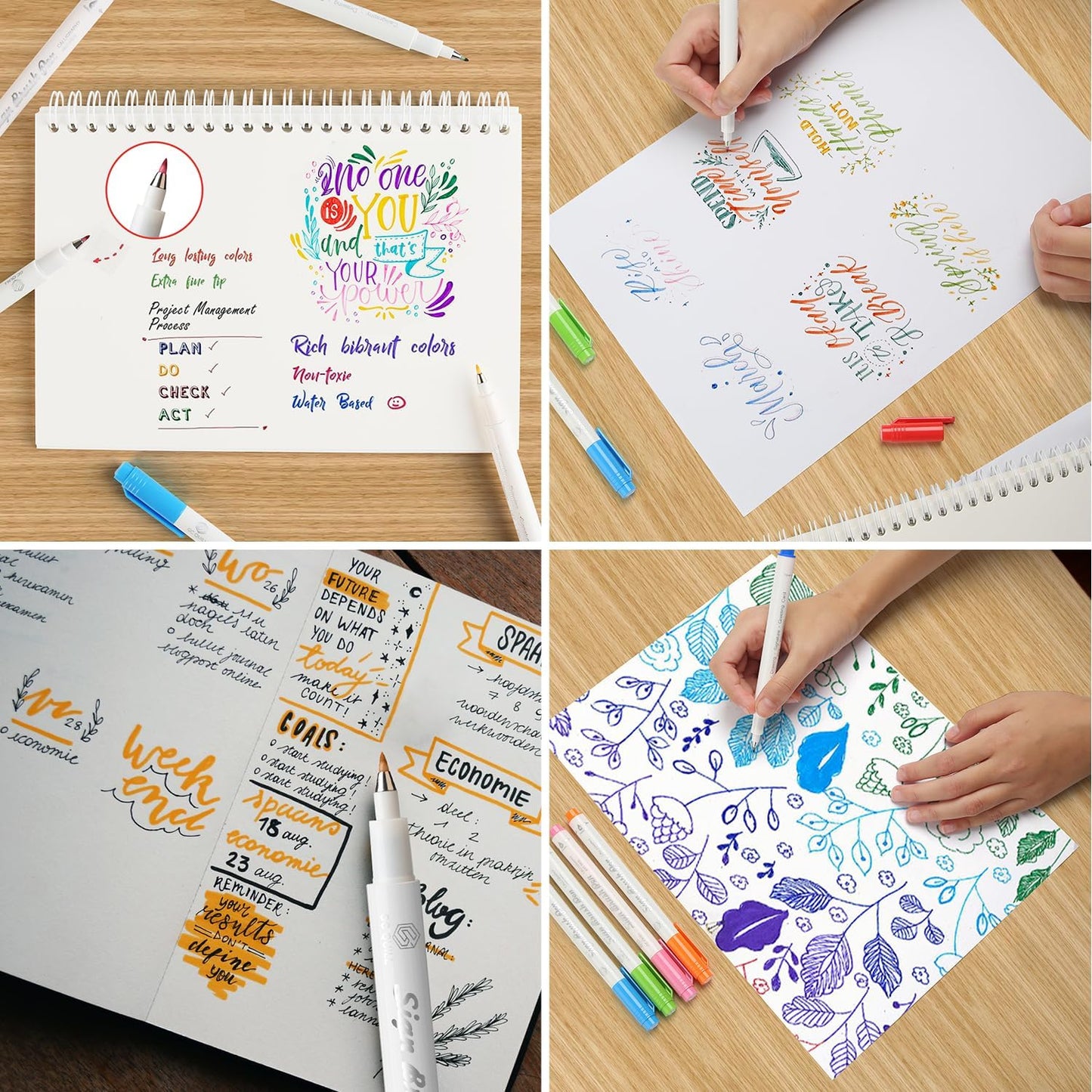 GC QUILL Fudenosuke Brush Pen - 16 Colors Calligraphy Brush Pens for Hand Lettering, Calligraphy, Drawing, Writing, Journaling GC-SB16