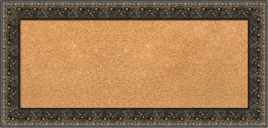 Amanti Art Natural Cork Board for Wall, 17x35 Vision Board with Black Wood Frame, Medium Corkboard Office Decor for Home Organization, Traditional Corkboard Pinboard to Display Items for Home