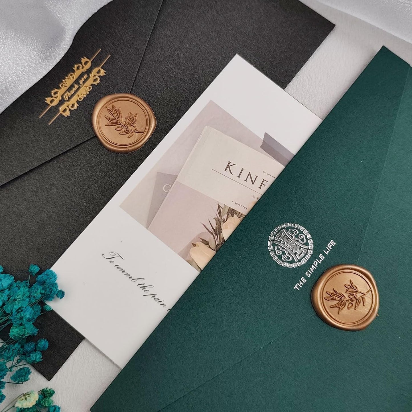 50 Pcs Antique Gold Wax Seal Stickers Self- Adhesive Wedding Invitation Seal Stickers, Perfect for Wedding Invitation, Envelopes Christmas Cards, Gift Wrapping, Good Adhesion and Easy to Use