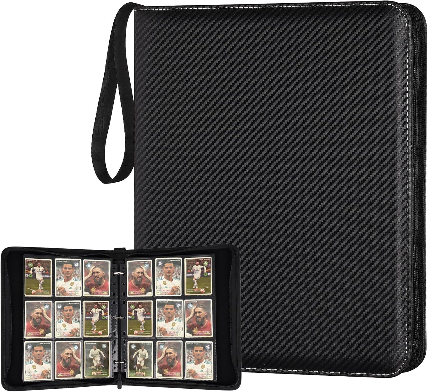 9 Pocket Card Binder, Premium Zip Trading Card Binder, 720 Double Sided Pocket PU Collection Binder, Collector Album, Card Folder for MTG, TCG, Sports Cards, (Black)