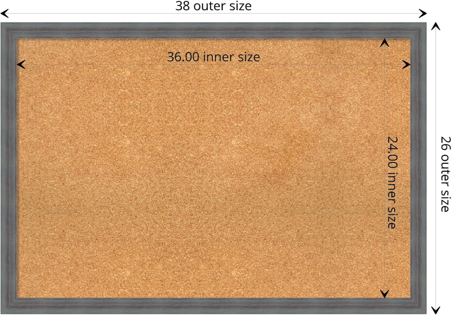 Amanti Art Natural Cork Board for Wall, 26x38 Vision Board with Blue Wood Frame, Large Corkboard Office Decor for Home Organization, Rustic Farmhouse Corkboard Pinboard to display items for home