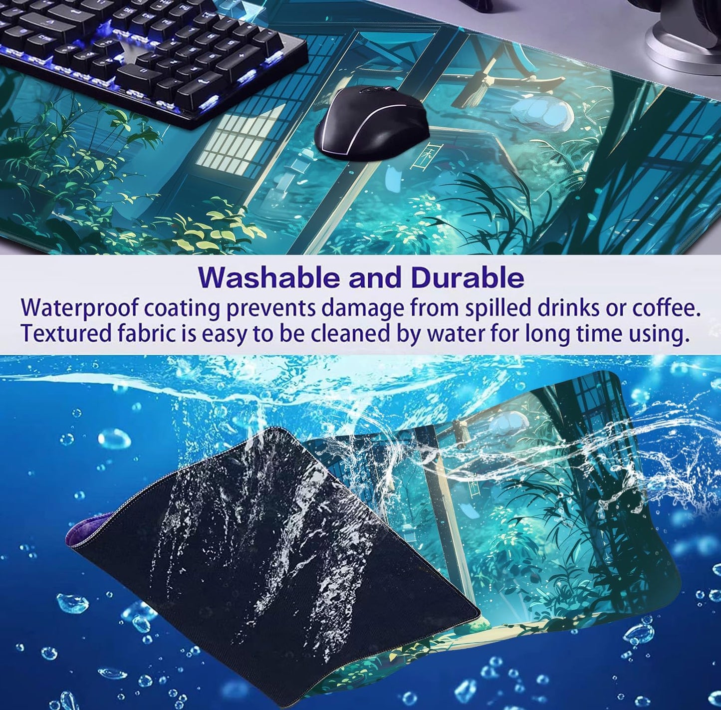 Anime Tropical Plants XL Extended Game Keyboard Pad, Women's Office Decoration Laptop Keyboard Pad 35.4 x 15.7 x 0.12 Inches