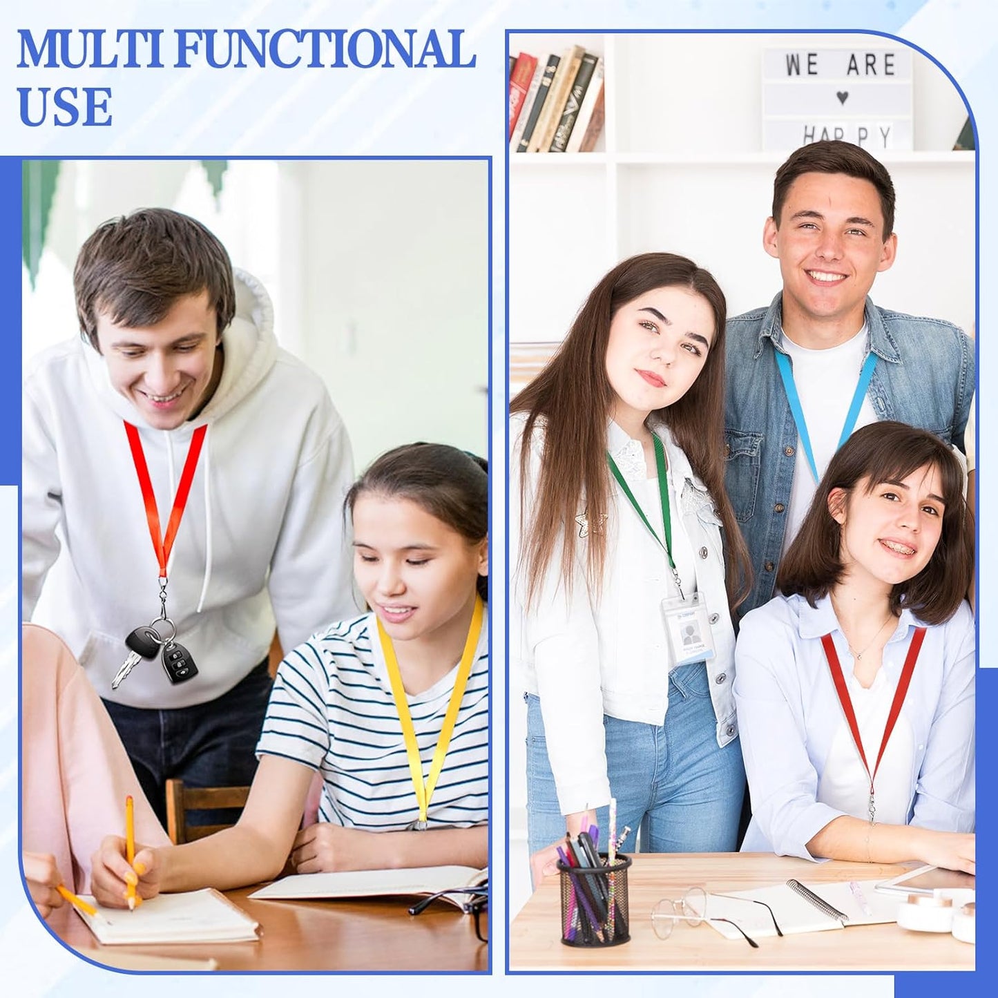 80 Pcs Breakaway Lanyard for Id Badges, 8 Color Breakaway Flat Badge Lanyards with Swivel J Hook Break Away Lanyards for Teachers Volunteers Student Team Activities