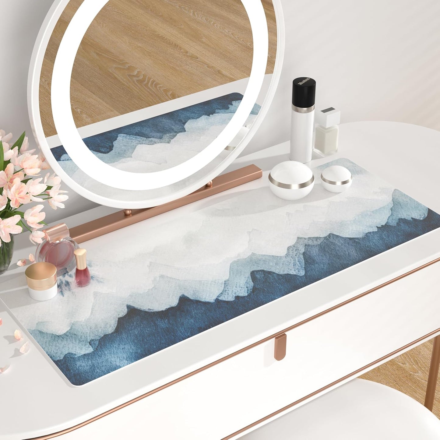 QIYI Desk Pad Large Keyboard and Mouse Pad for Laptop Computer, PU Leather Desk Cover Protector, Desk Décor Accessories for Office Home Work Writing Gaming 31.5" x 11.8" - Watercolor Mountain