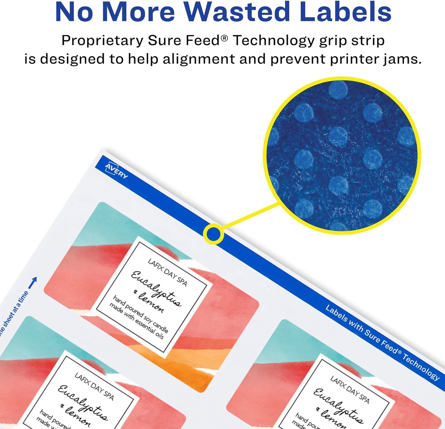 Avery Matte White Rectangle Labels, Sure Feed Technology, 2" x 4", 250 Matte White Printable Labels