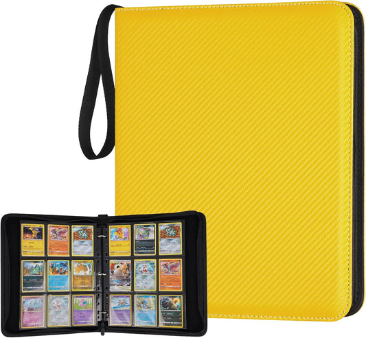9 Pocket Card Binder, Premium Zip Trading Card Binder, 720 Double Sided Pocket PU Card Collection Binder, Collector Card Album, Card Folder for MTG, TCG, Sports Cards, Game Cards (yellow)