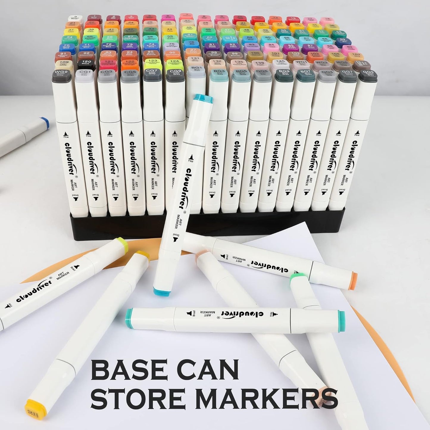 cloudriver 120 Colors Alcohol Markers, Dual Tip Permanent Art Marker For Adults, Alcohol Based Markers Set For Coloring Drawing Sketching