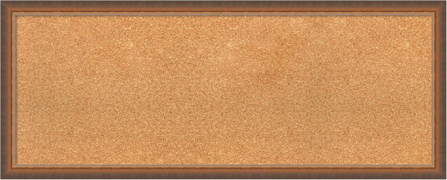 Amanti Art Natural Cork Board for Wall, 16x40 Vision Board with Bronze Frame, Medium Corkboard Office Decor for Home Organization, Modern Corkboard Pinboard to Display Items for Home Organization in