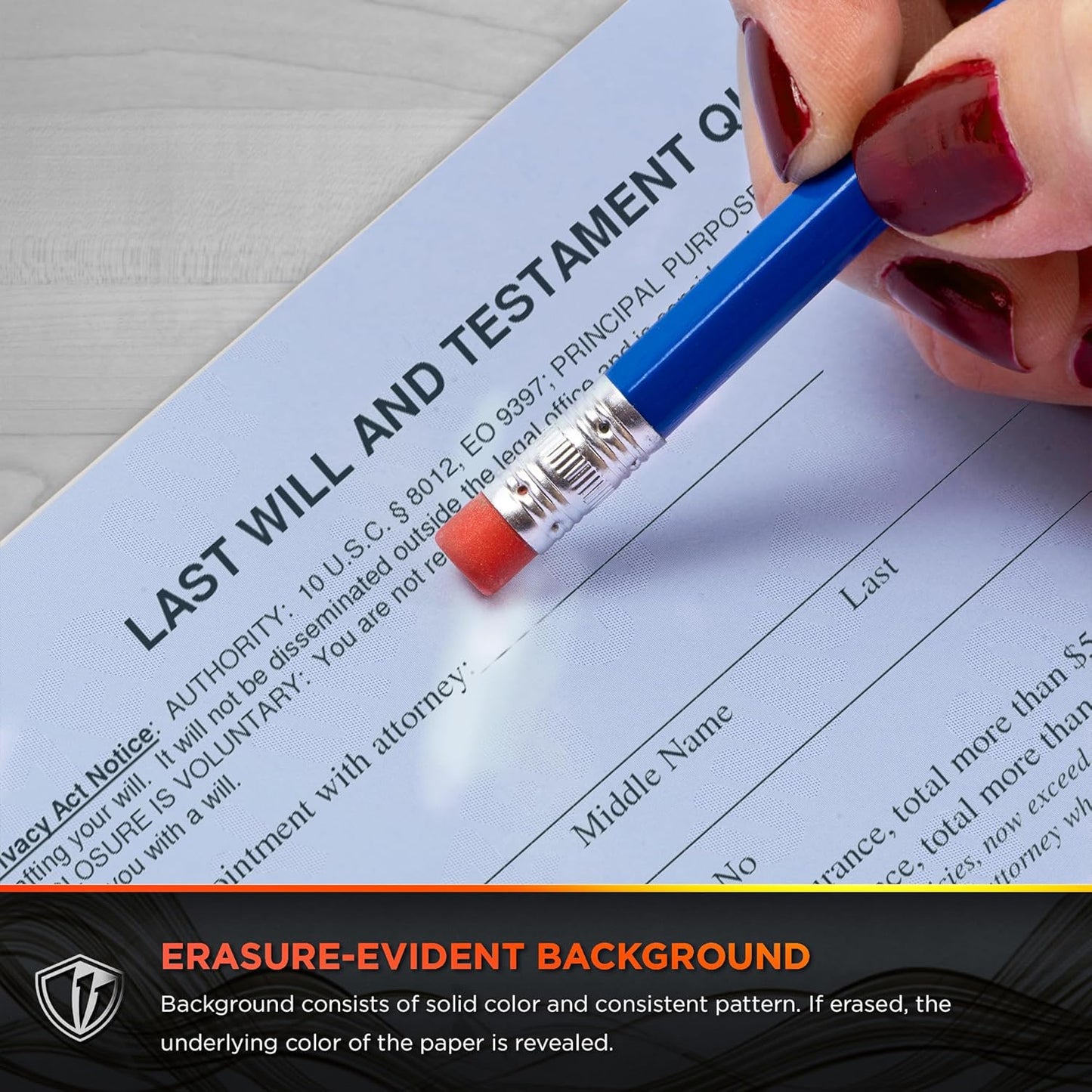 DocuGard Standard Blue Multi-Purpose Security Paper - Fraud Prevention - 2 Security Features - Laser & Inkjet Printer Compatible - 8.5" x 11“ - 24 lb - 500 Sheets (04540)