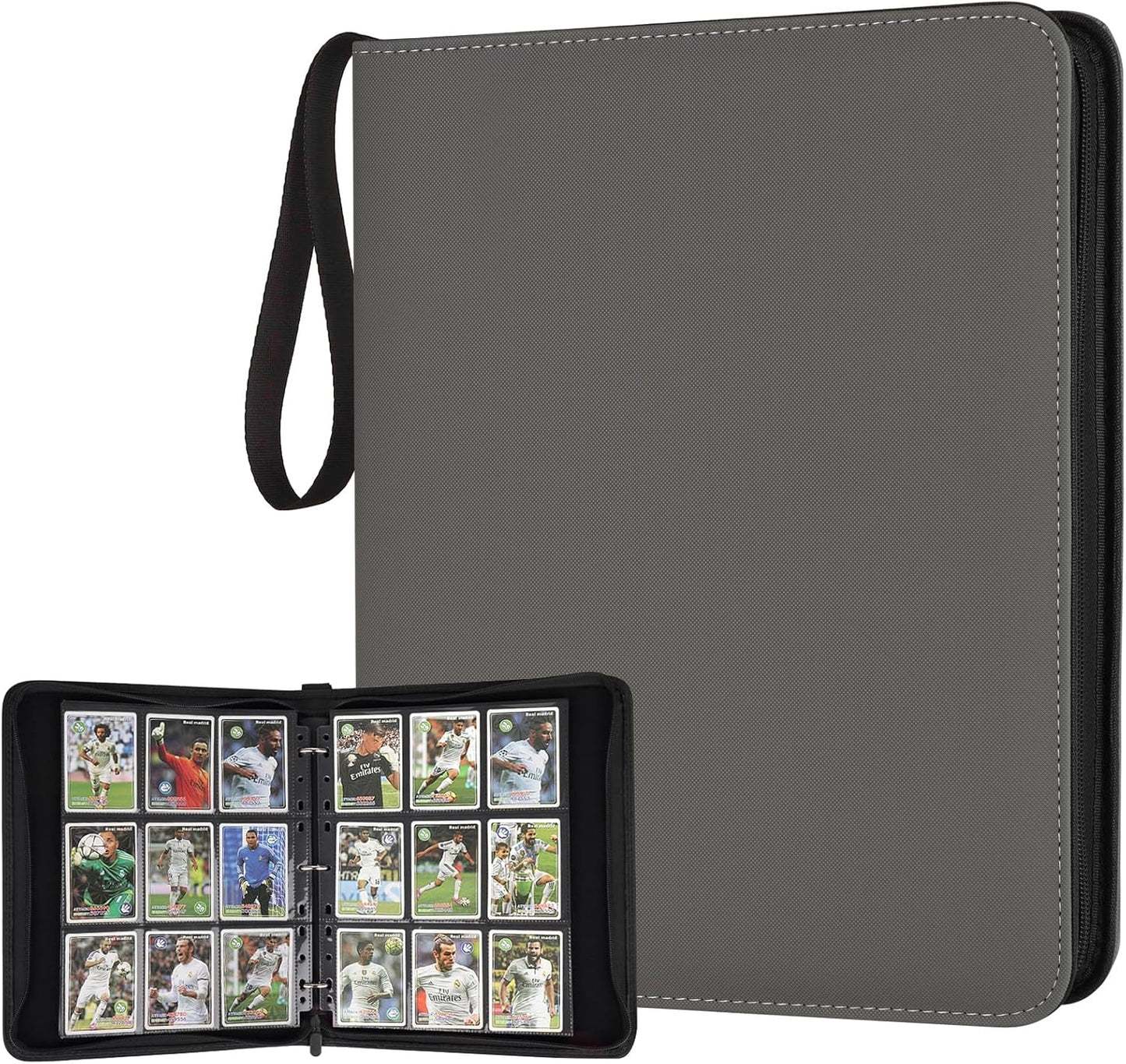 9 Pocket Card Binder, Premium Zip Trading Card Binder, 720 Double Sided Pocket PU Card Collection Binder, Collector Card Album, Card Folder for MTG, TCG, Sports Cards, Game Cards (GREY)