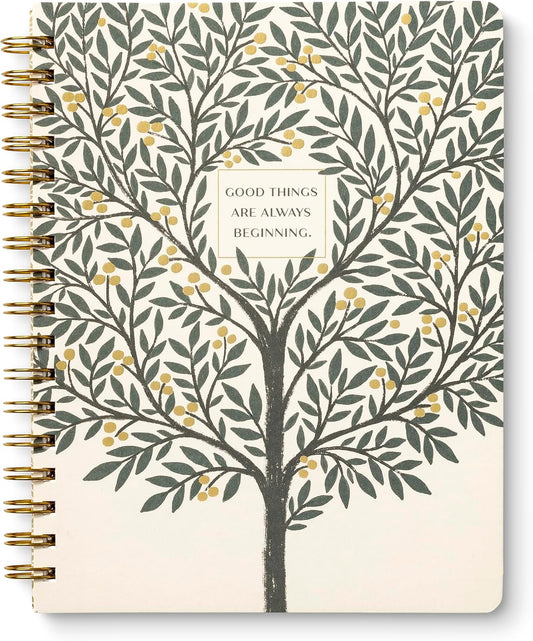 Compendium Spiral Notebook – Good Things Are Always Beginning – A Designer Spiral Notebook with 192 Lined Pages, College Ruled, 7.0”W x 9.25”H