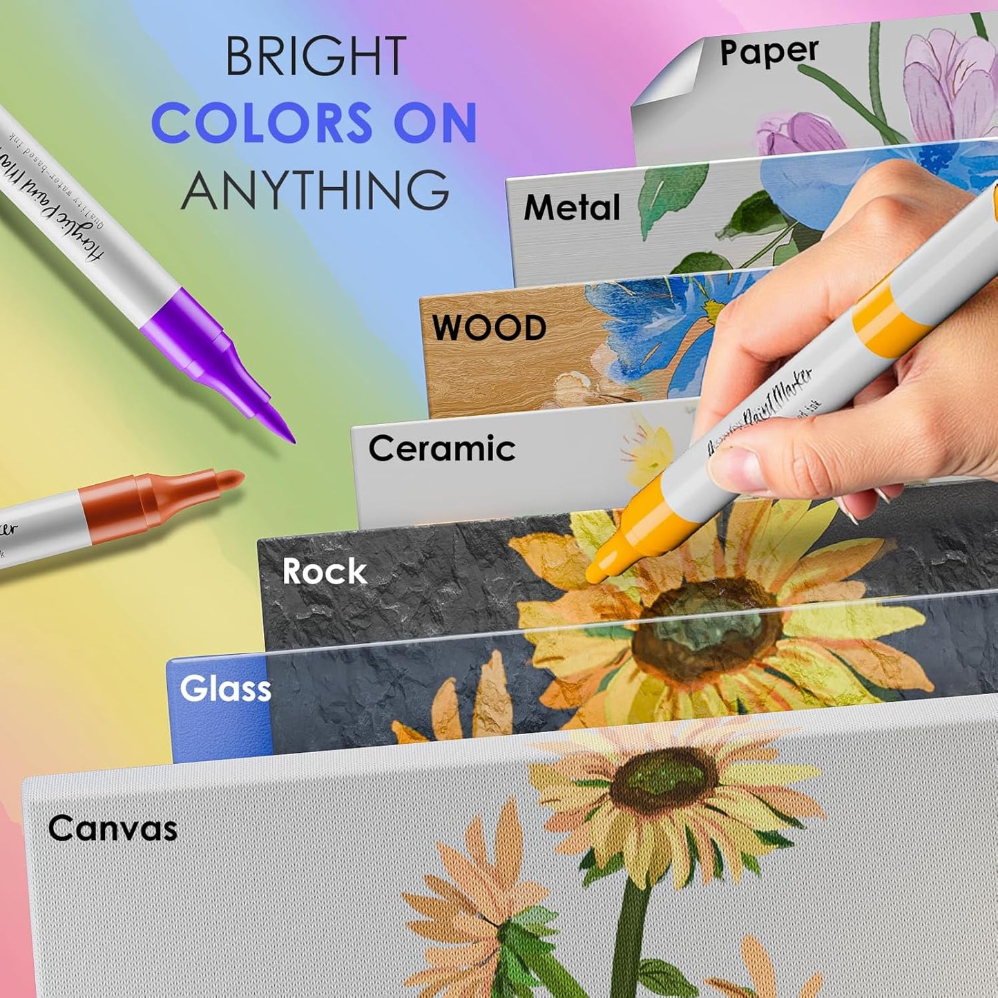 80 Colors Dual Tip Acrylic Paint Markers, Fabric Markers, Brush Tip Permanent Acrylic Paint Pens for Wood, Glass, Rocks, Paper, Coloring book,Ceramic,Canvas DIY Crafts for Adults,Kids and Art Supplies