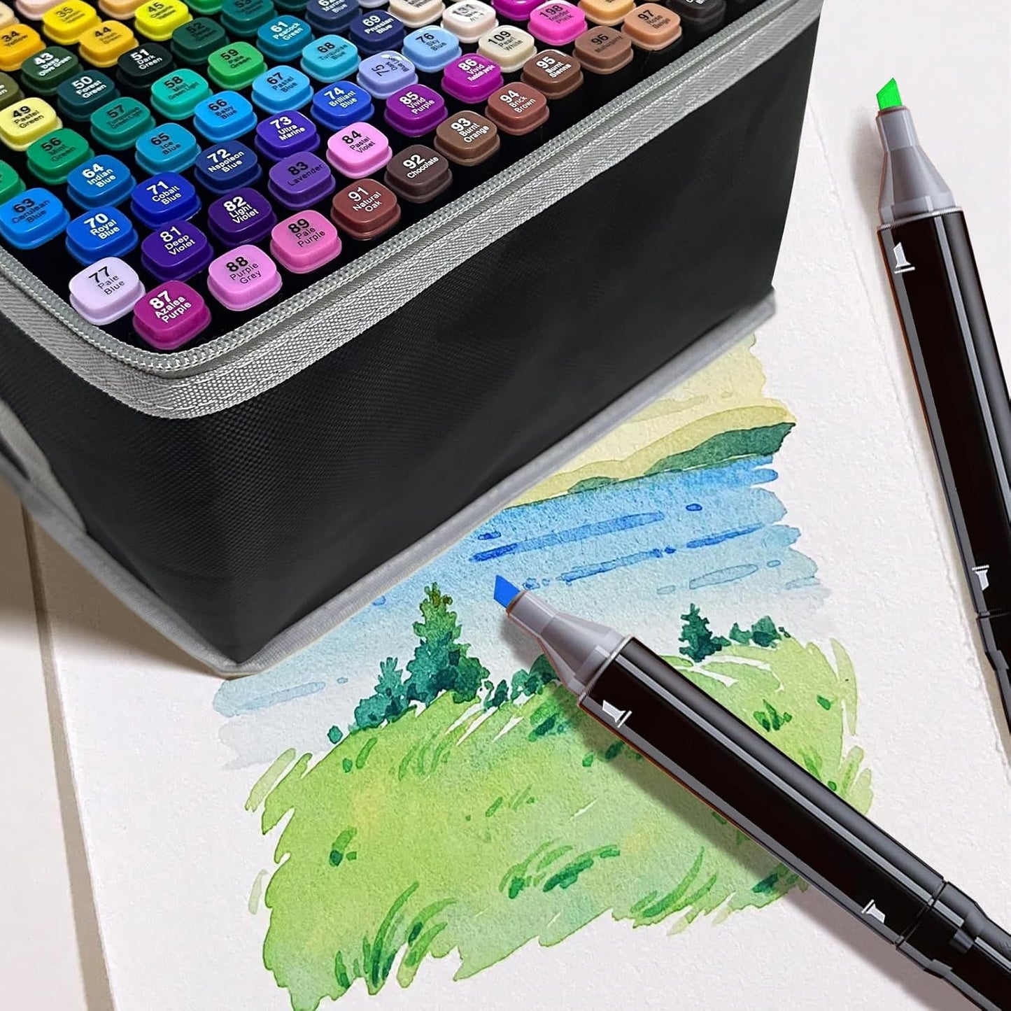 168-Color Dual-Tip Alcohol Markers Set with Shoulder Bag - Alcohol-Based Art Markers for Coloring, Drawing & Sketching -Gift for Kids, Teens, Artists