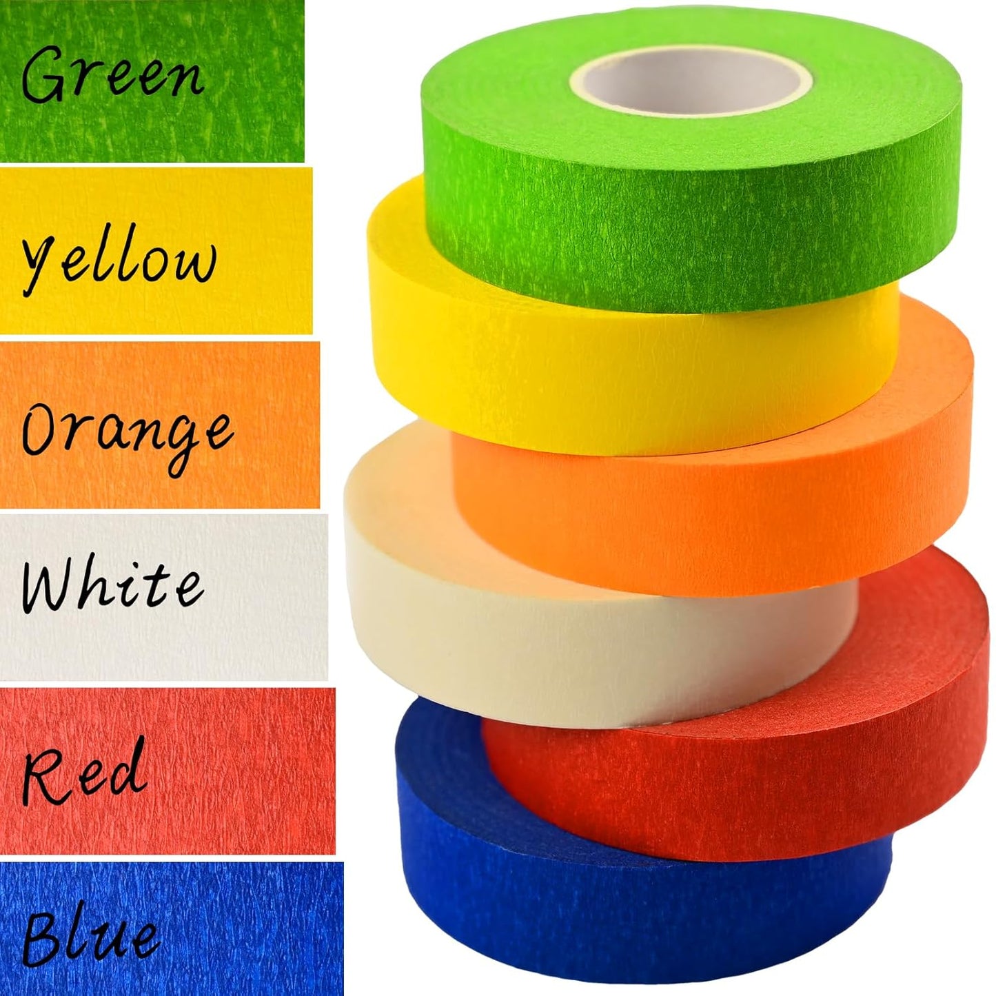 Colored Masking Tape, 990 Feet x 1 Inch Colored Painters Tape Remove Easily for Arts Crafts DIY, 6 Pack Colorful Craft Tape for Decorative Labeling Automotive Watercolor Painting Kids Art Supplies