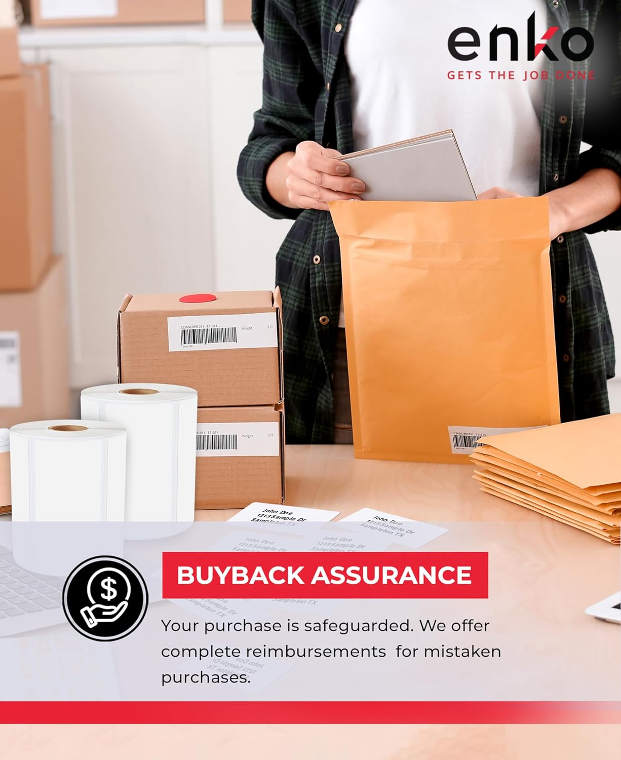 enKo 8000 Labels, 1/2" x 1-3/4" - White - Address, Mailing, Shipping & Barcode Blank Labels for Laser and Inkjet Printers