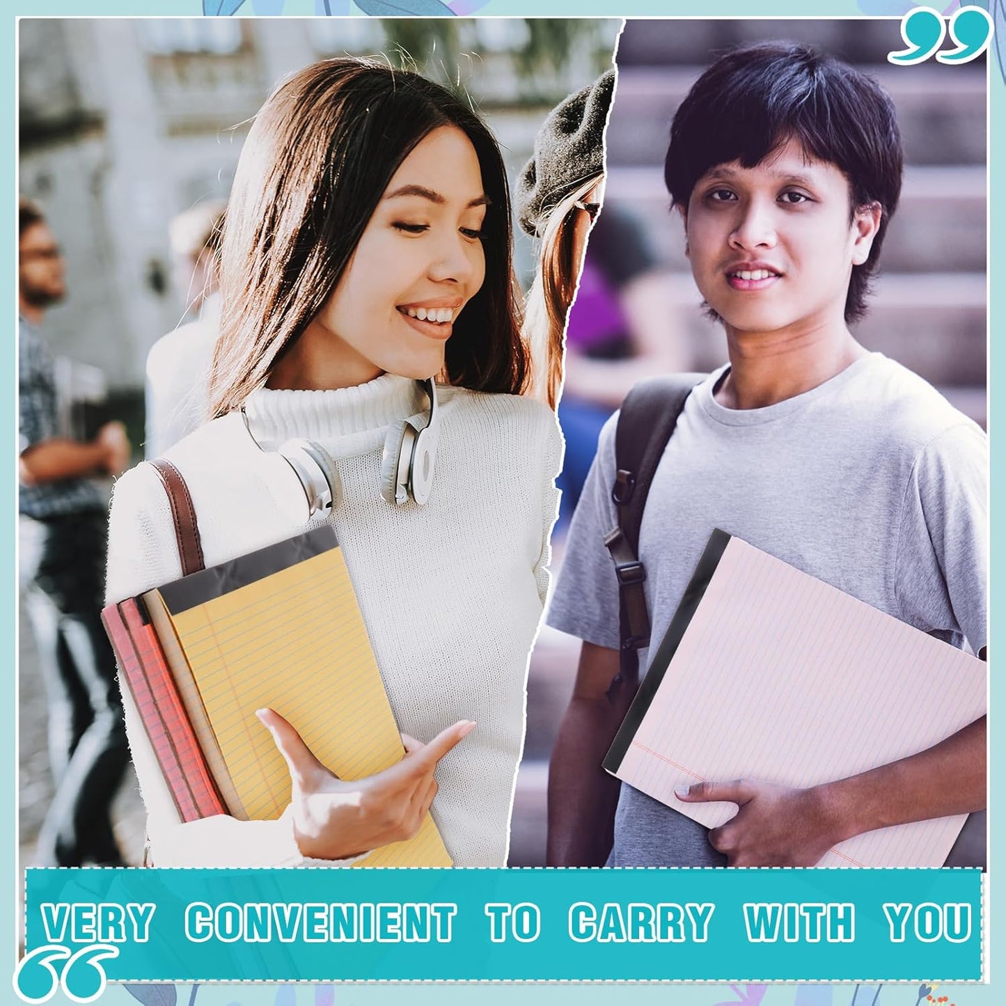 Fuutreo 8 Pcs 8.5'' x 11'' Colored Legal Pad Writing Pads Narrow Ruled 50 Sheets Per Notepad Perforated Writing Notepad Office Supplies for College Office Business (Candy Color)