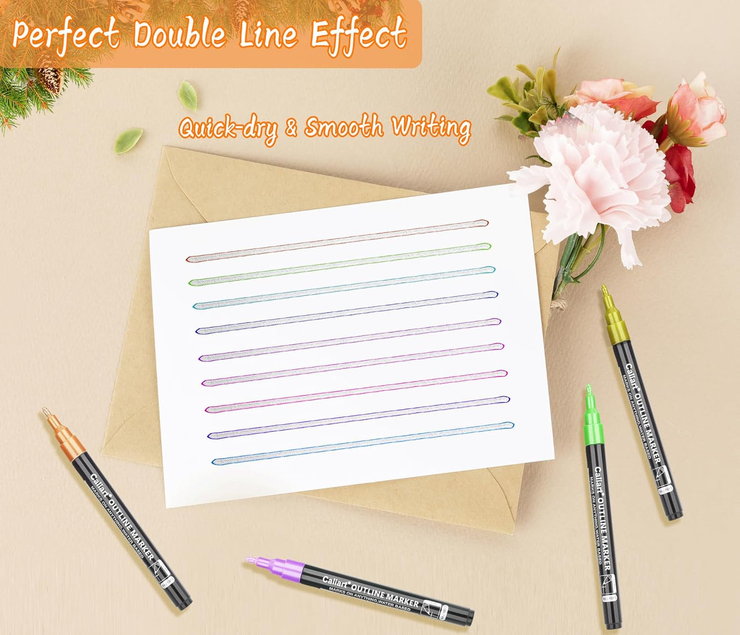 Caliart Easter Basket Stuffers, 36-Color Shimmer Double-Line Drawing Doodle Outline Markers, Teen Girl Gifts Trendy Stuff, Glitter Pens Set Classroom Art Supplies for 4-6-8-10-12 Year Old