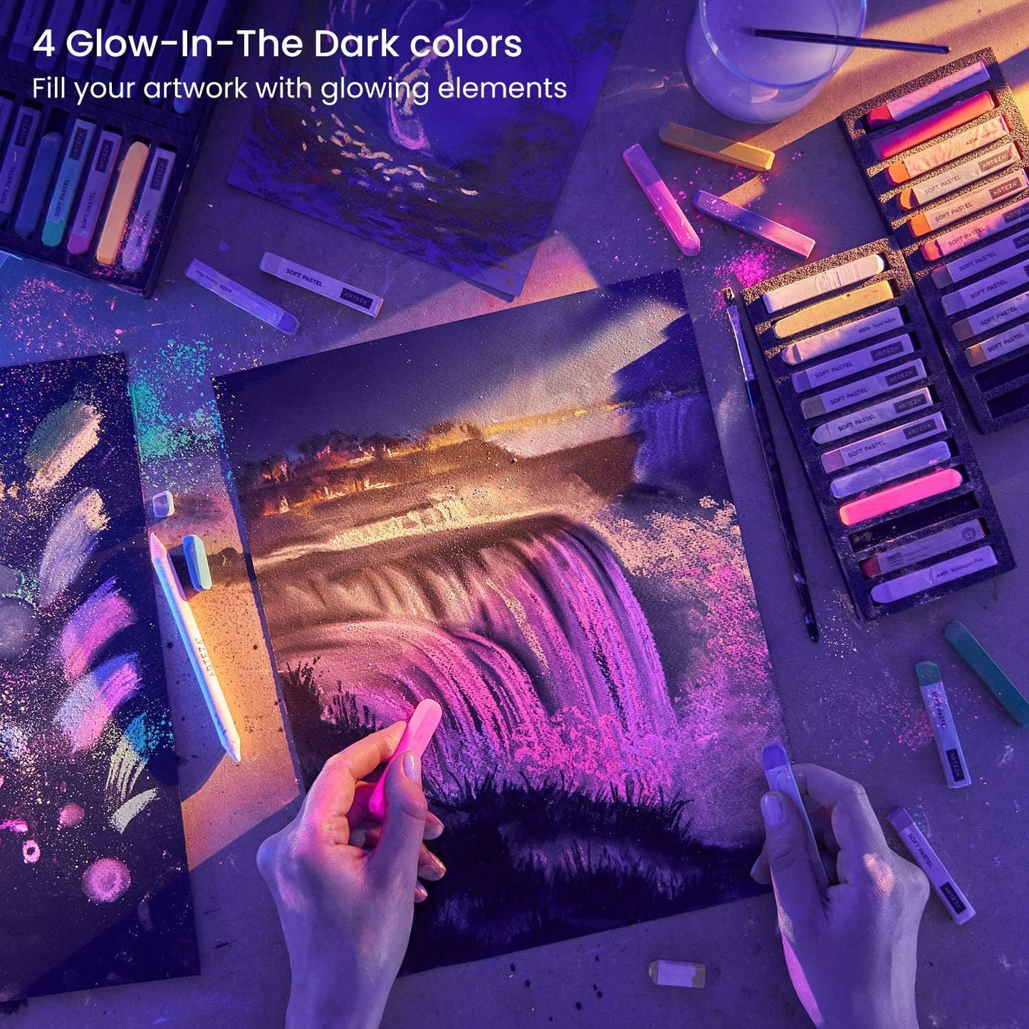 ARTEZA Soft Pastels for Artists, Set of 72 Chalk Pastels for Artists Sticks, Chalk Crayons Art Supplies for Drawing, Blending, Layering, and Shading