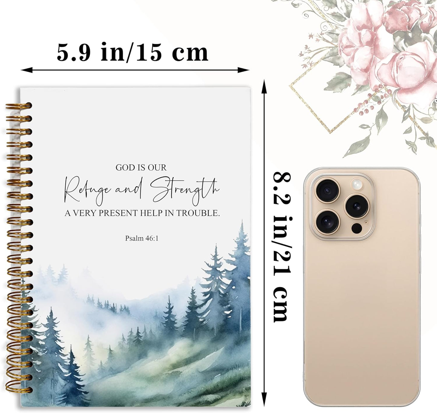 Bible Notebook, A5 Spiral Christian Journal with Floral Pink Butterfly Notebook, Bible Verse-God Says You Are, Inspirational Notebooks for Women, Bible Study, Gift for Birthday Christmas