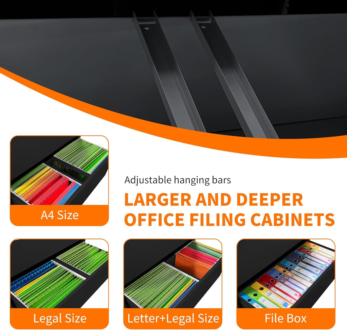 4 Drawer Lateral File Cabinet with Lock Heavy Duty Large Metal Filing Cabinet Home Office Cabinets Wide Steel Cabinets for Legal/Letter Size,Assembly Required