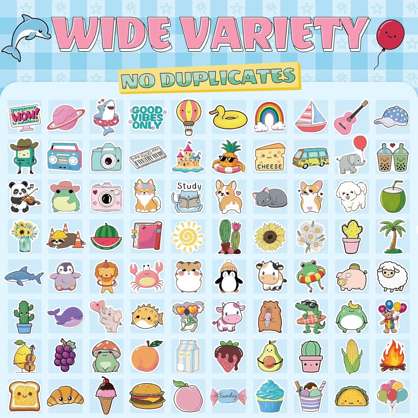 300 PCS Water Bottle Stickers for Kids,Cute Waterproof Vinyl Laptop Stickers Pack for School Supplies Classroom Teacher Prizes, Fun Gift Sticker Pack for Girls Teens Students