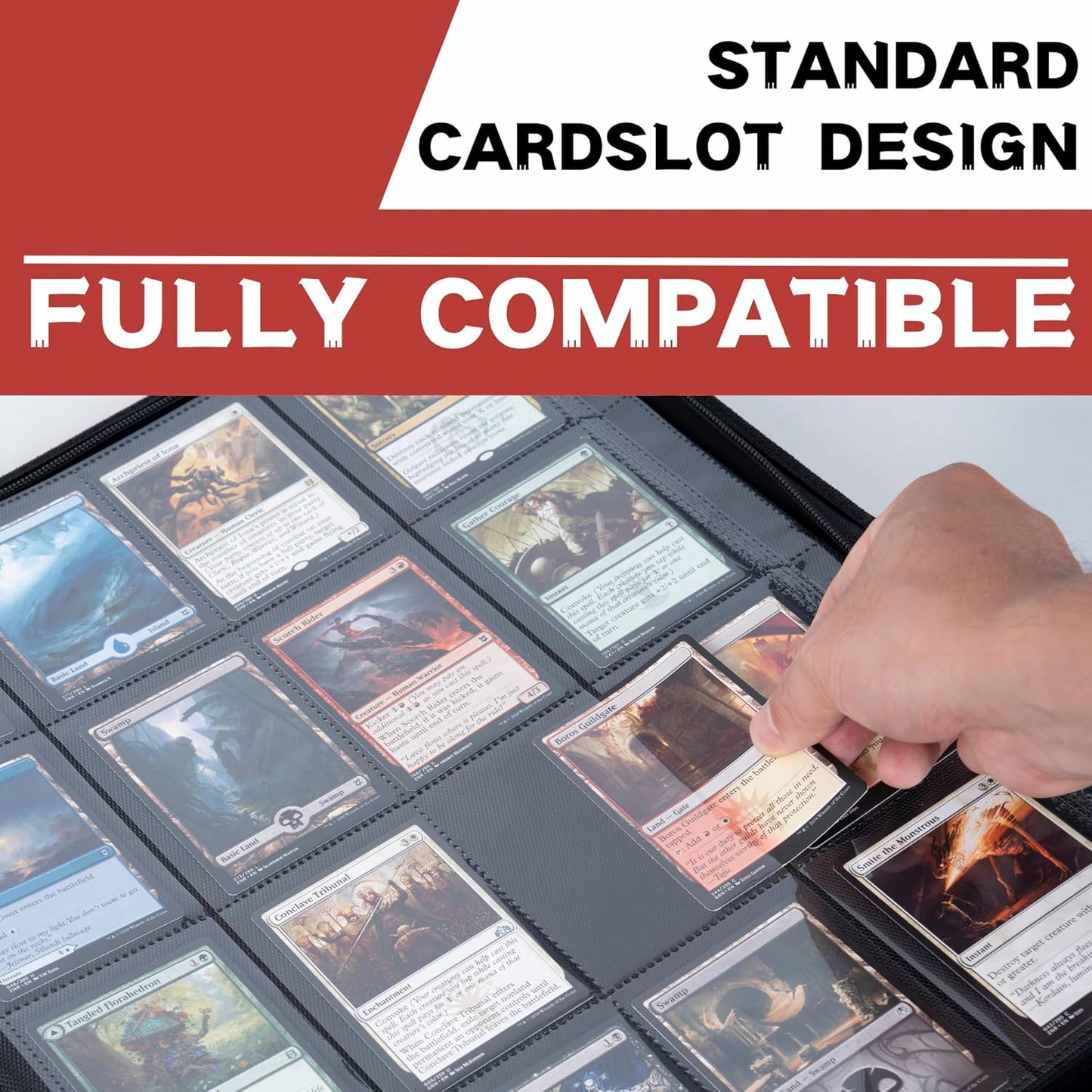 1600+ Pockets Trading Card Binder, 16-Pocket Card Ablum Compatible with MTG,Sports Cards & Other Standard Size Trading Card (RED)