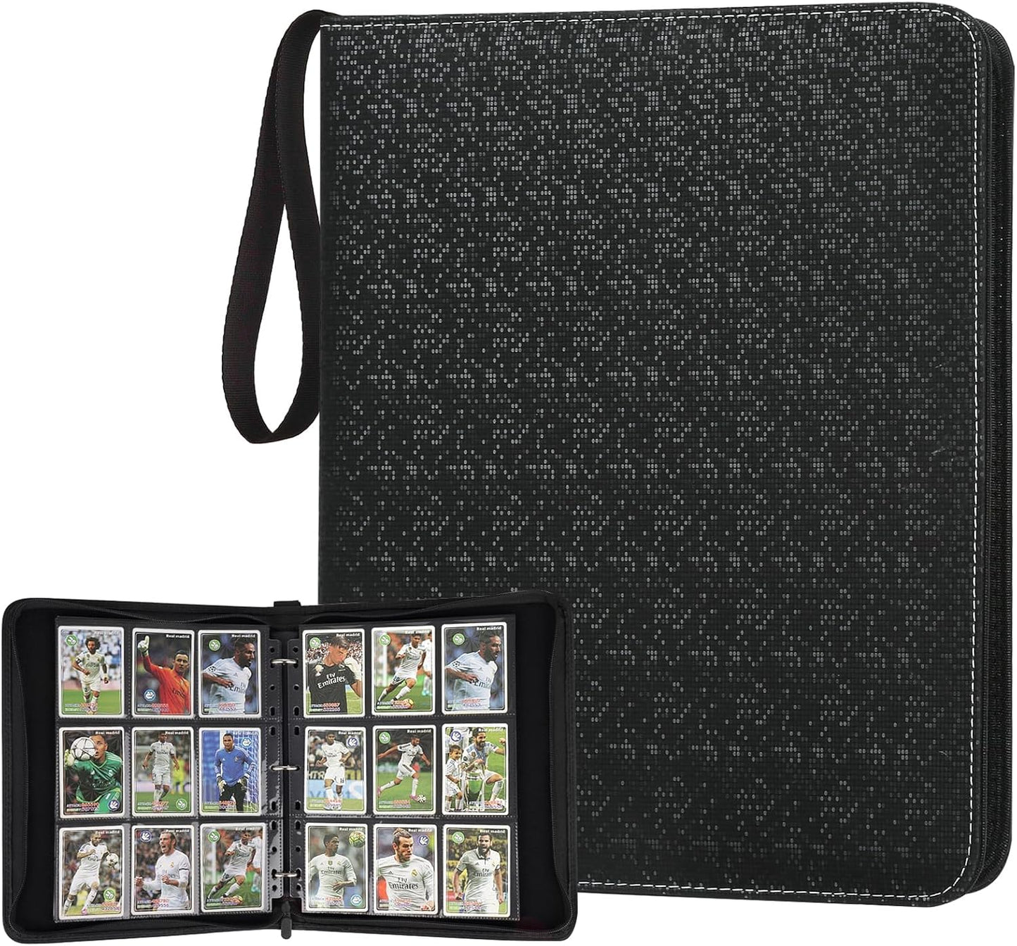 9 Pocket Card Binder, Premium Zip Trading Card Binder, 720 Double Sided Pocket PU Card Collection Binder, Collector Card Album, Card Folder for MTG, TCG, Sports Cards, Game Cards (Black2)