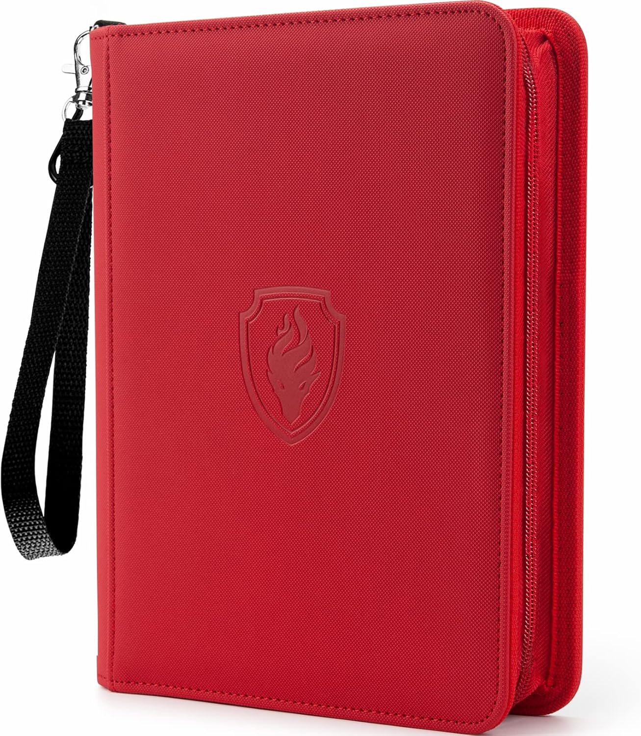 4 Pocket Card Binder for 320 Cards, Fabmaker Premium Zip Trading Card Binder, Portable PU Card Collection Binder, Collector Card Album, Card Folder for MTG, TCG, Sports Cards, Game Cards (Red)