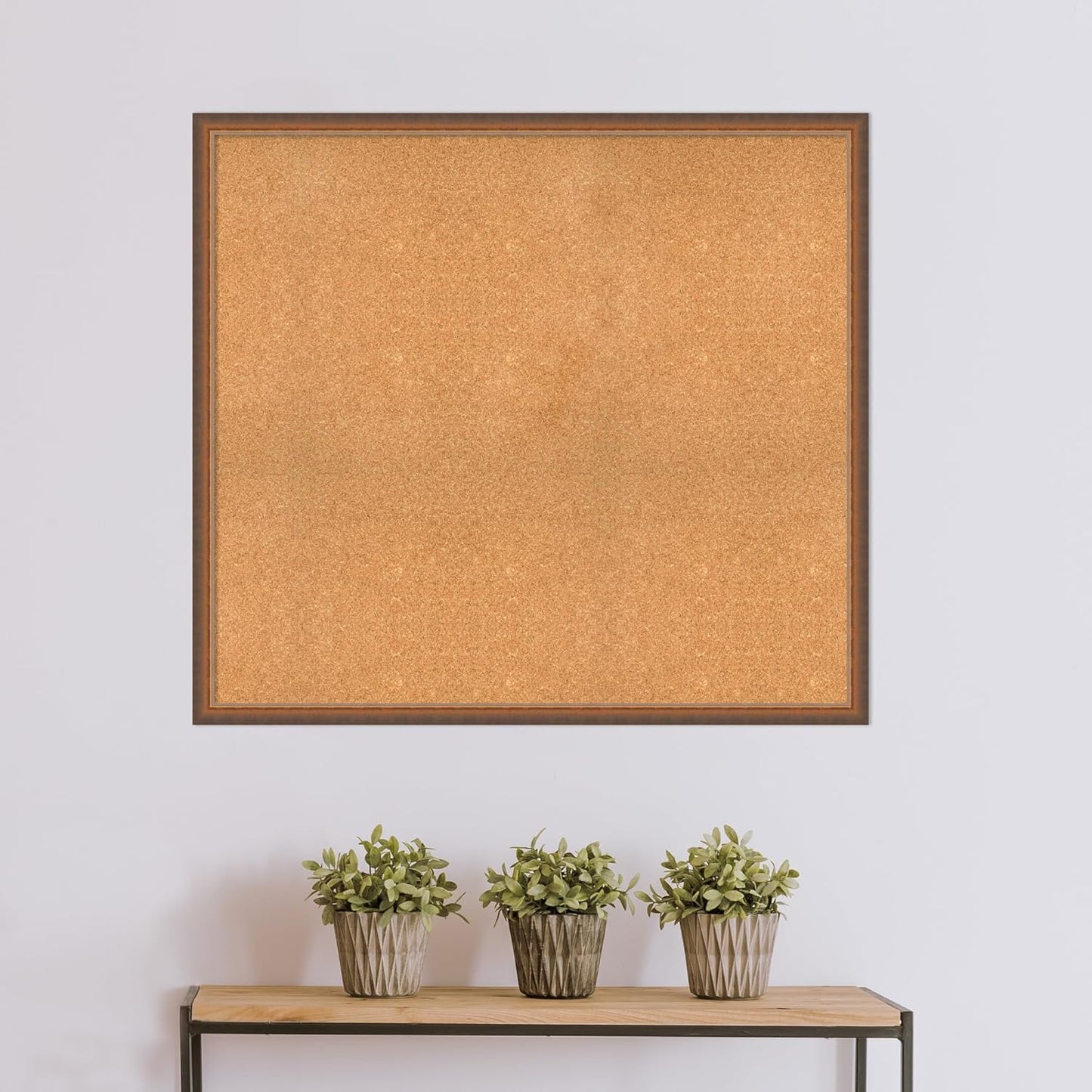 Amanti Art Natural Cork Board for Wall, 38x42 Vision Board with Bronze Frame, Oversize Corkboard Office Decor for Home Organization, Modern Corkboard Pinboard to Display Items for Home Organization