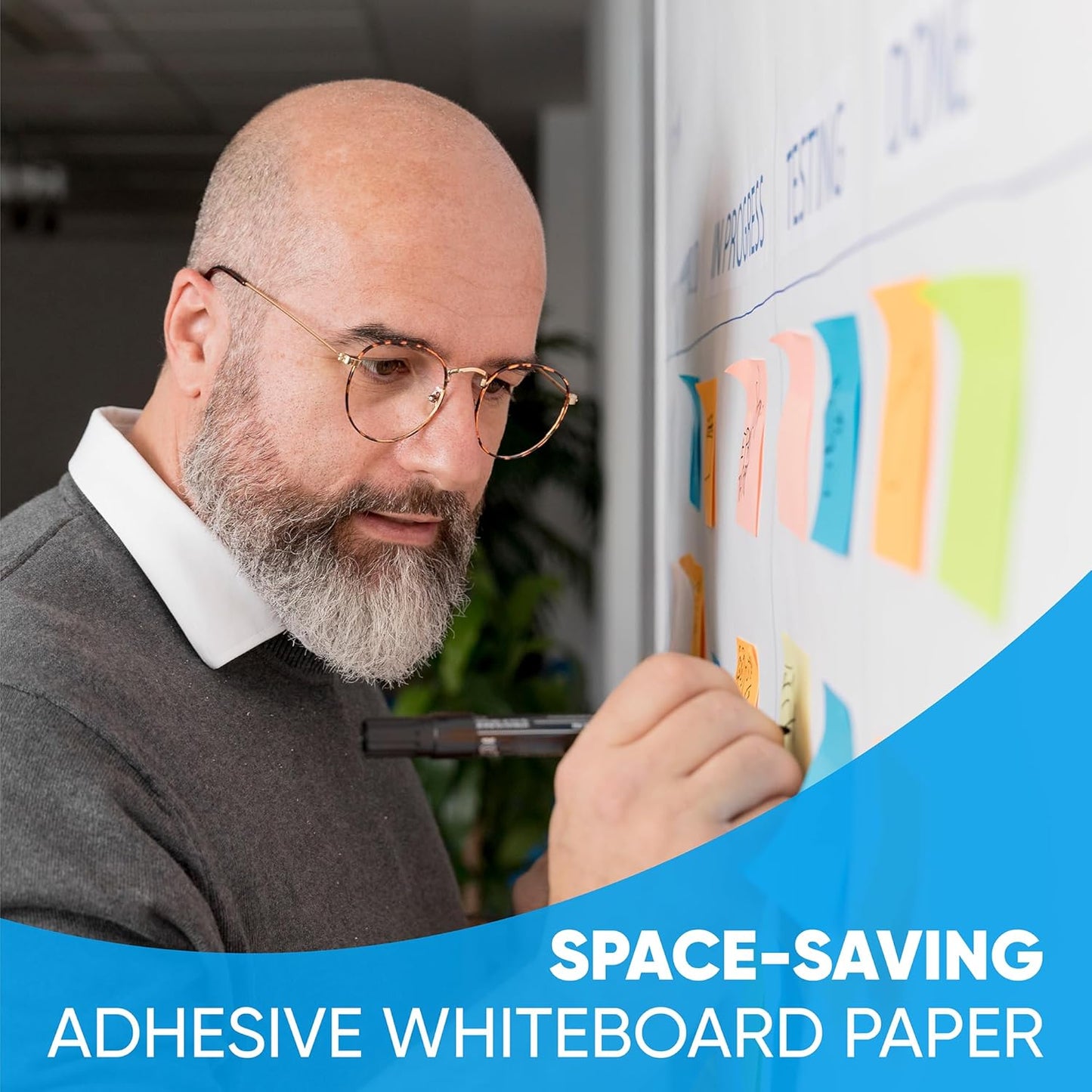 YOUNGJQ Large Magnetic Whiteboard for Wall 72" x 40", Self-Adhesive Magnetic Dry Erase White Board Sticker, Peel and Stick Sheet for Conference Room Office Home