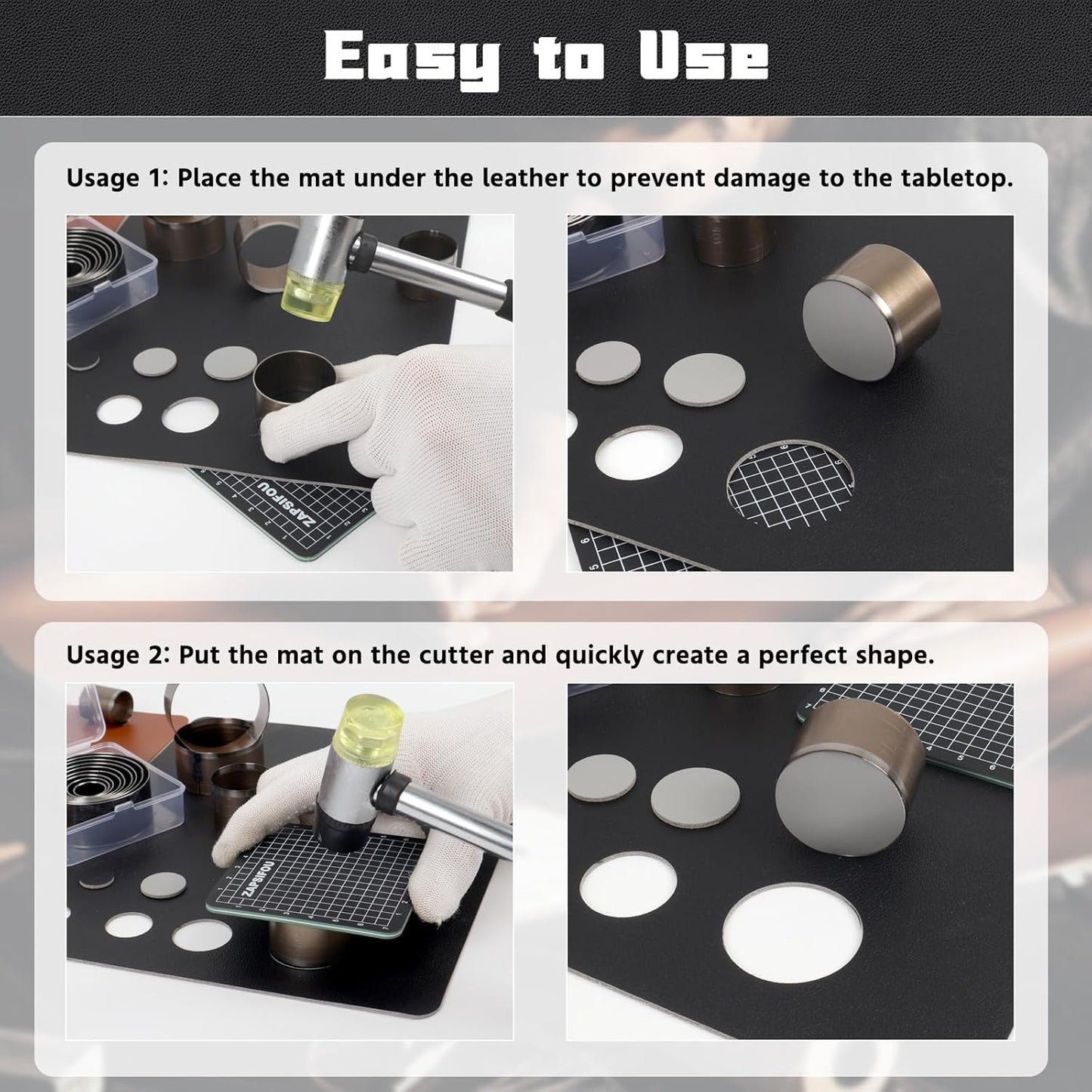 9 Pieces Leather Circle Cutter Tool Set, Hole Punch Tools with 15 20 25 30 35 40 45 50 55mm, High Carbon Steel Round Cutting Dies, Hole Punch Tool Kit for DIY Leather Crafts