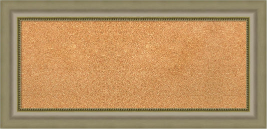 Amanti Art Natural Cork Board for Wall, 17x35 Vision Board with Silver Wood Frame, Medium Corkboard Office Decor for Home Organization, Traditional Corkboard Pinboard to Display Items for Home