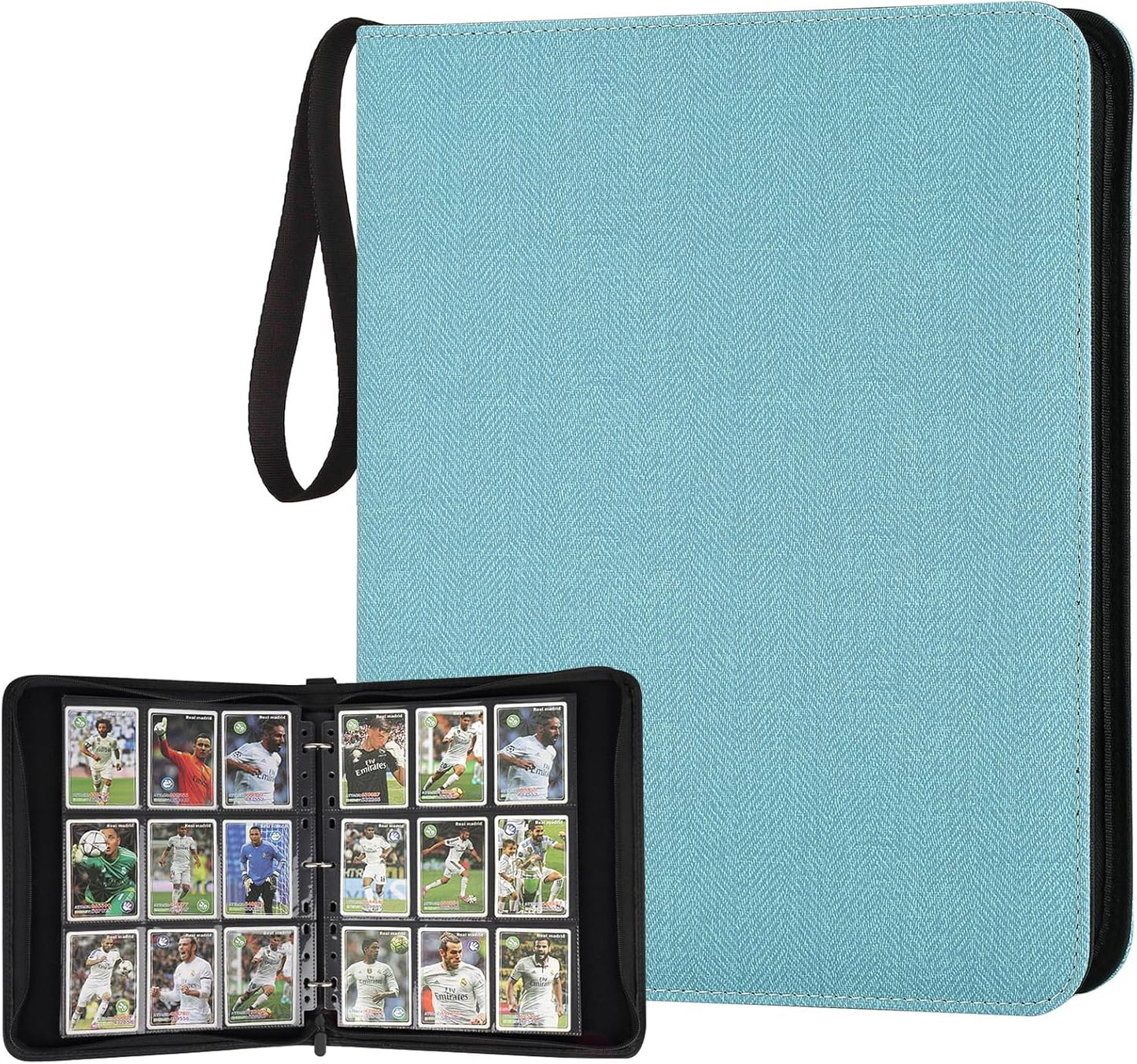 9 Pocket Card Binder, Premium Zip Trading Card Binder, 720 Double Sided Pocket PU Card Collection Binder, Collector Card Album, Card Folder for MTG, TCG, Sports Cards, Game Cards (Lake Blue)