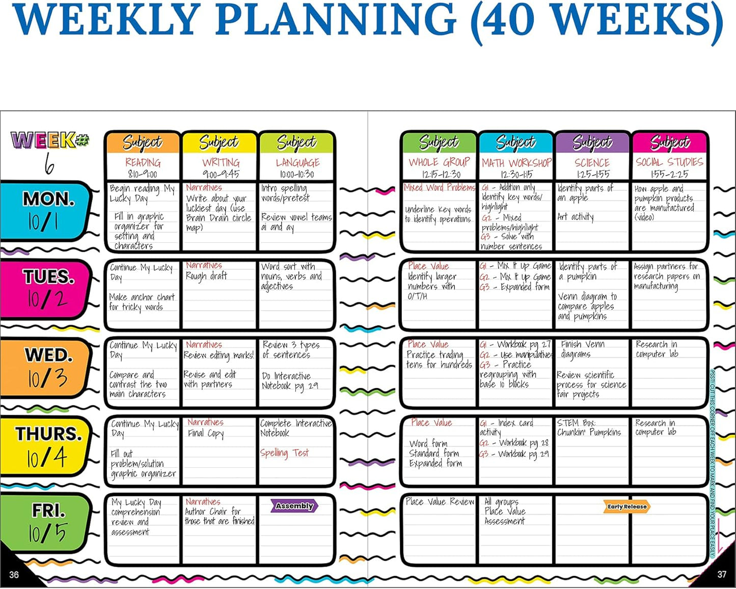 Carson Dellosa Kind Vibes Teacher Planner 2025-2026, Undated 8" x 11" Lesson Plan Book With Stickers, Class Schedule and Weekly Calendar School Supplies, Classroom Must Haves and Homeschool Essentials