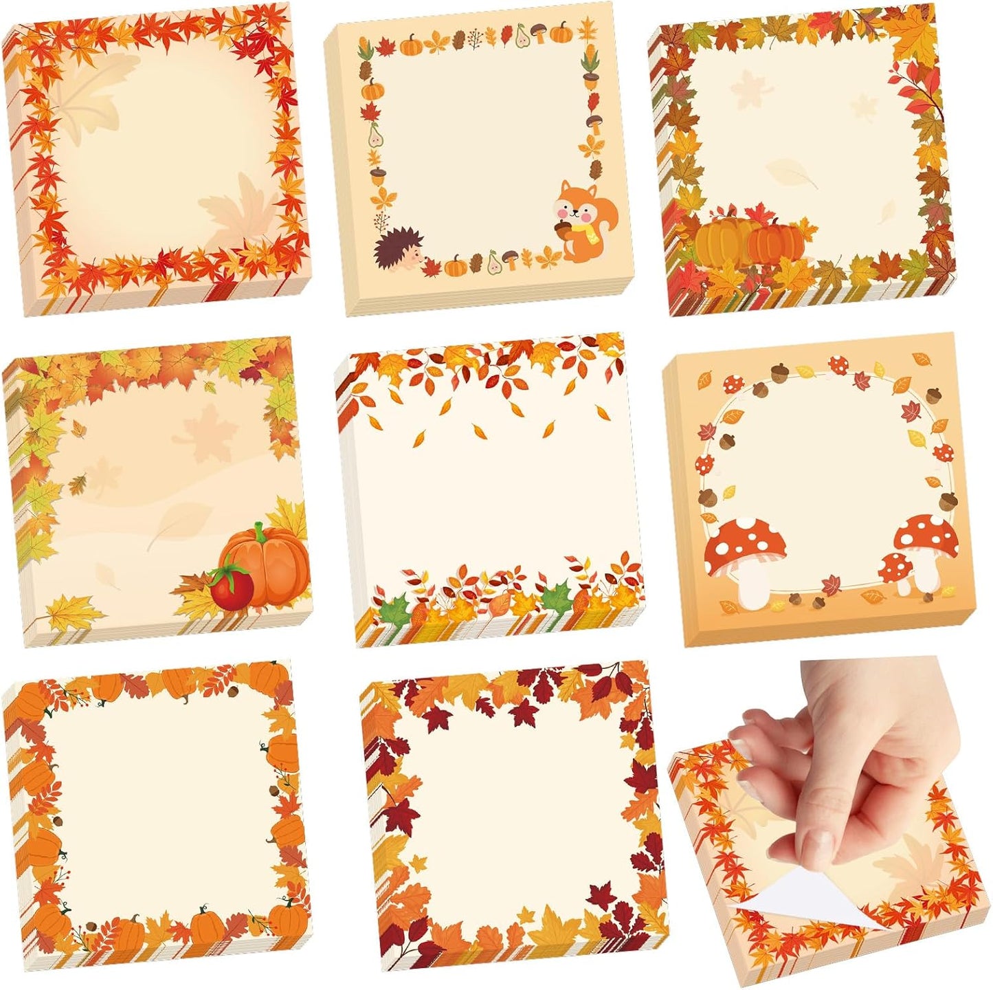 600 Fall Sticky Notes, Cute Autumn Maple Leaves Memo Notes Fall Note Pads for Autumn Thanksgiving Party Favors Home Office School Supplies
