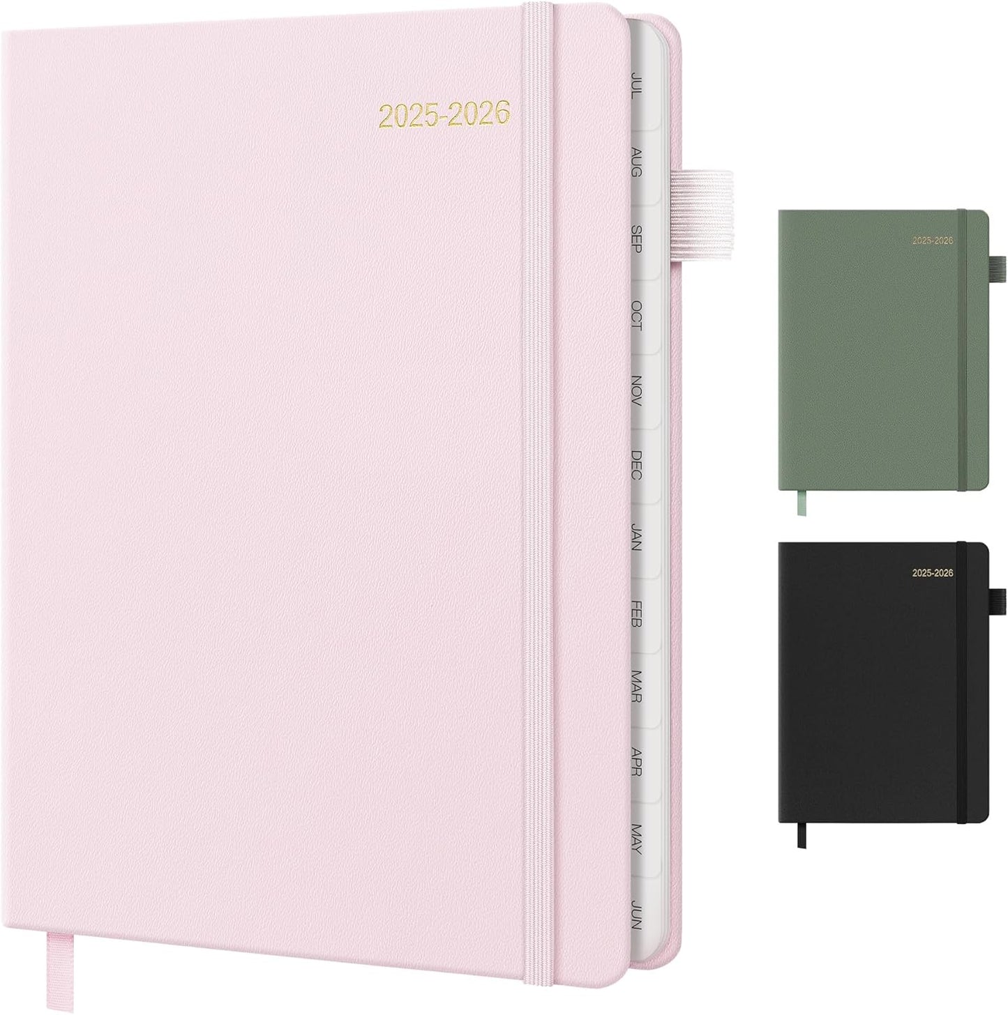 2025-2026 Planner for Women, Lather Weekly & Monthly Organizer, July 2025-June 2026, Hardcover with Gold Foil, Tabs, and Inspirational Pages - Ideal for Professionals, Pink