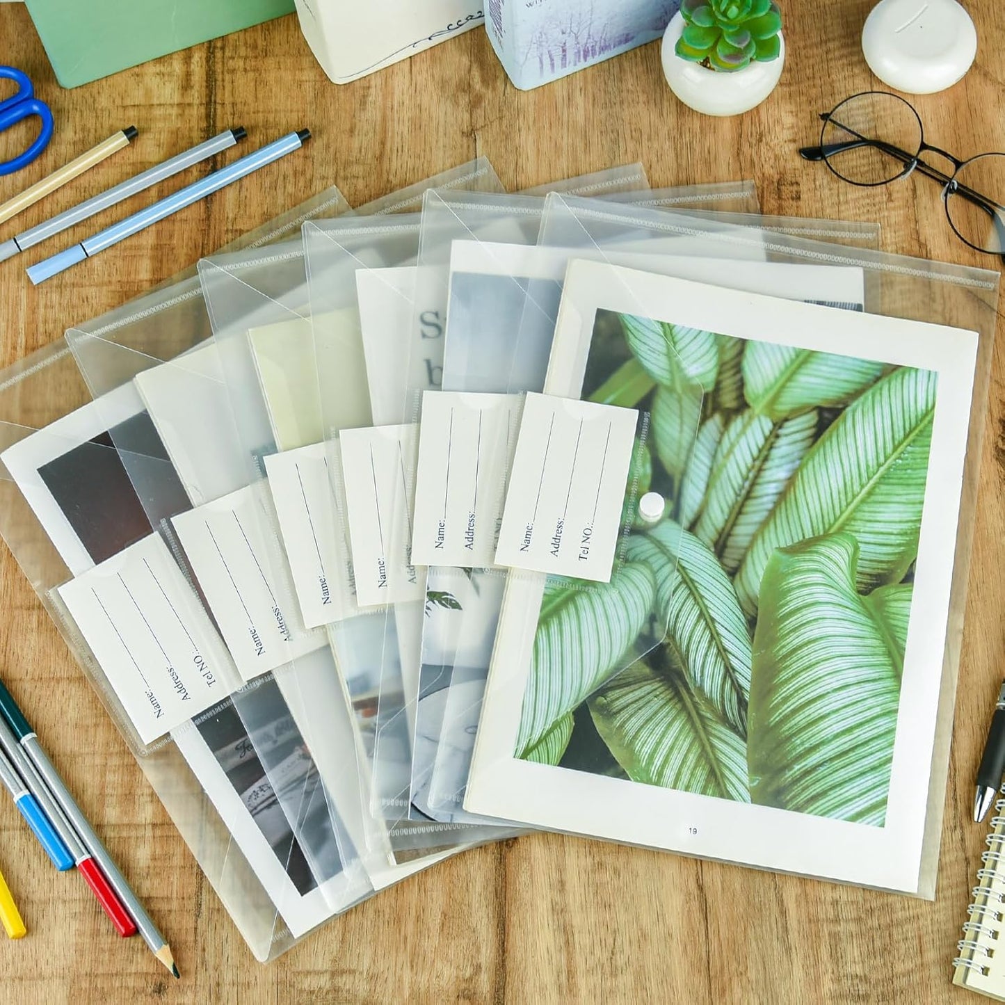 NACHLYNN 18 Pack Plastic Envelopes Plastic Folders With Snap Closure, A4 Size Clear File Envelopes with Label Documents Folders Organizers for Home Work Office Organization