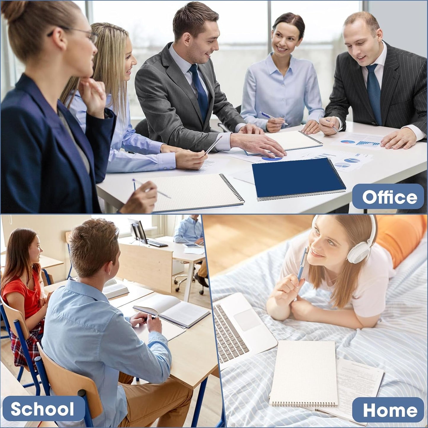 2 Pack Top Spiral Graph Paper Notebooks 8.7 X11.4 Inch A4 Grid Paper Notepad 70 Sheet Memo Steno Pad for Engineering Writing Sketching Drawing School Office Supplies (Dark Blue)