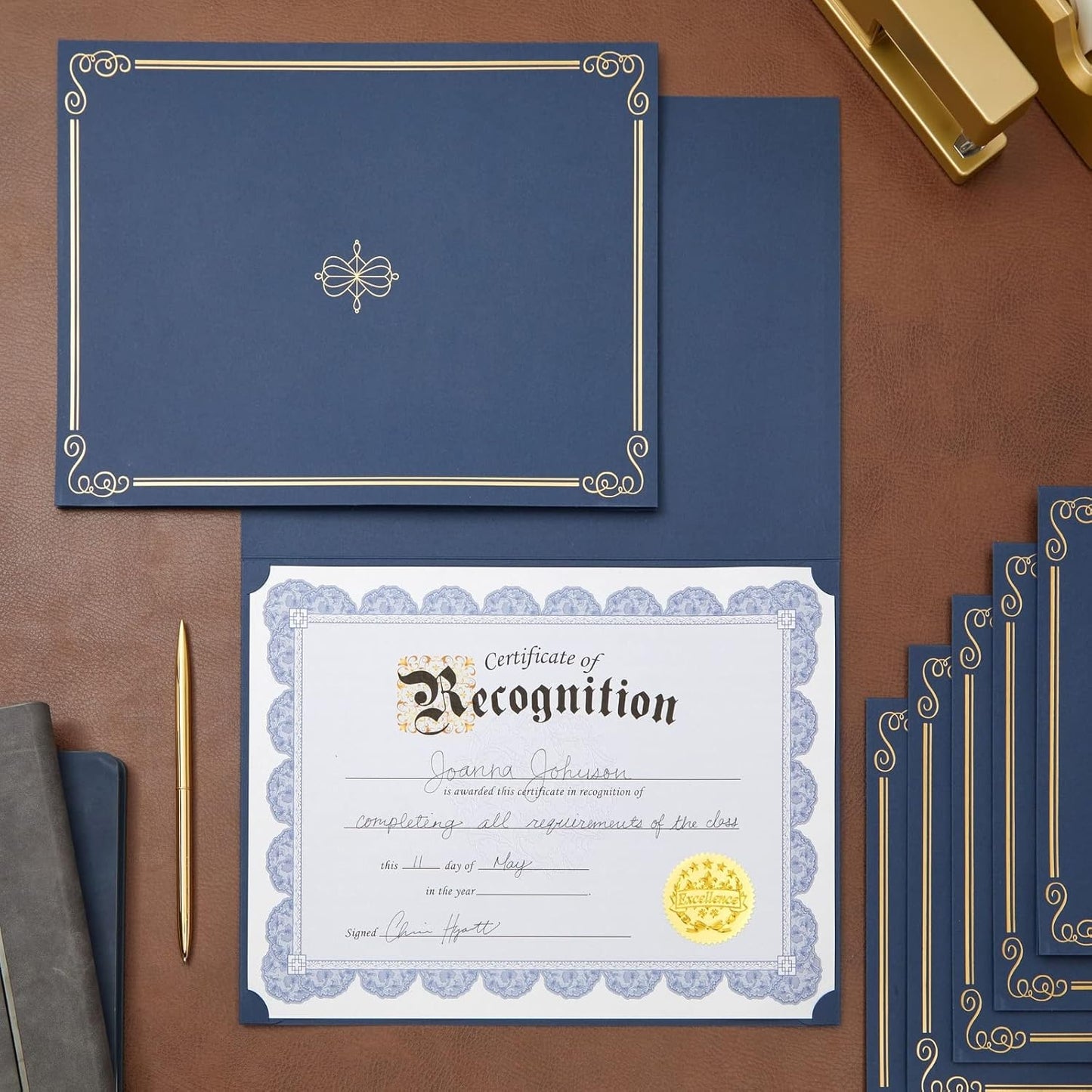 BLUE PANDA Certificate Holders - 24-Pack - Navy Blue Letter Size Award Folders - Certificate Covers for Diploma, Employee Appreciation, Recognition & Presentations