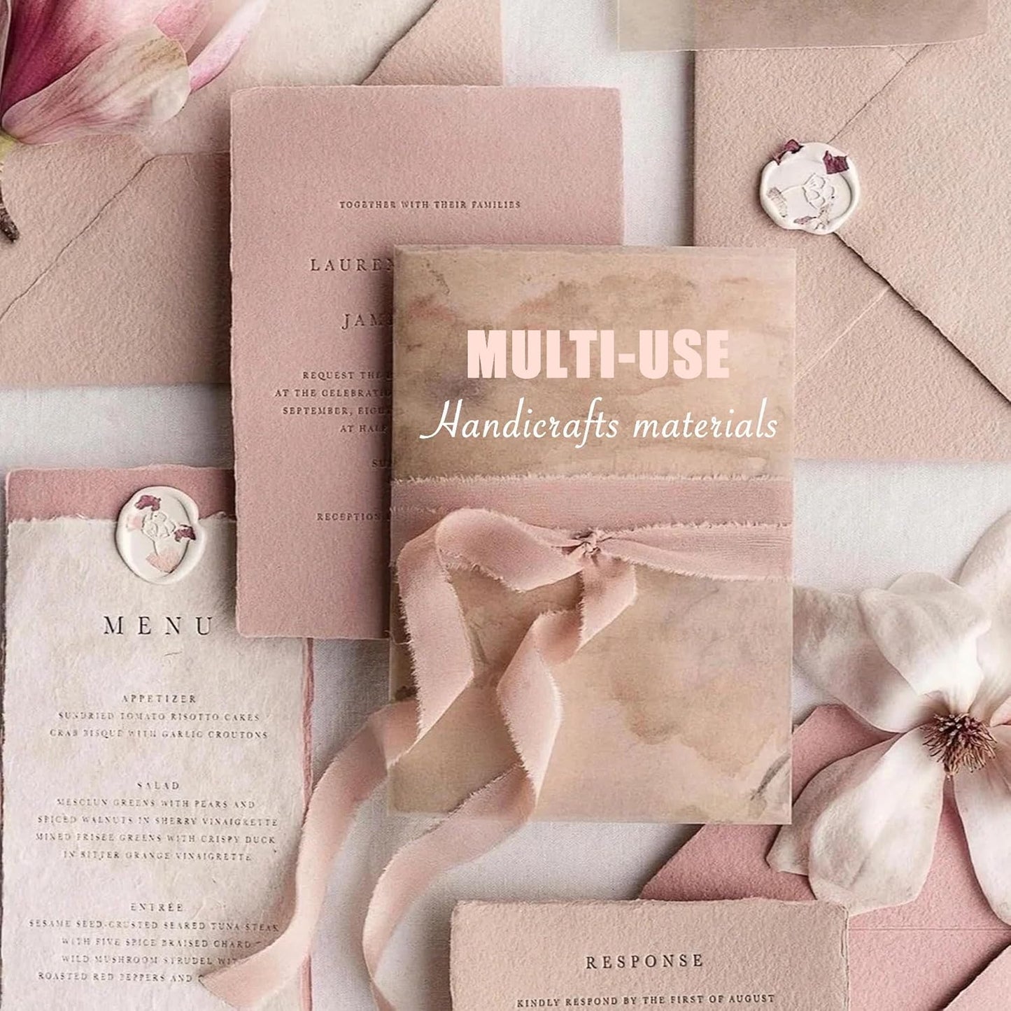 Aromoty 30 sheets A4 size Textured Scrapbook Paper&Mesh Fabric set - Large Handmade Craft Mulberry Special Paper Mix for Scrapbooking Junk Journal Supplies Card Materials Collage, 11.7x8.3 Inches