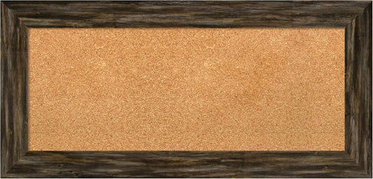 Amanti Art Natural Cork Board for Wall, 17x35 Vision Board with Brown Wood Frame, Medium Corkboard Office Decor for Home Organization, Country Rustic Corkboard Pinboard to Display Items for Home
