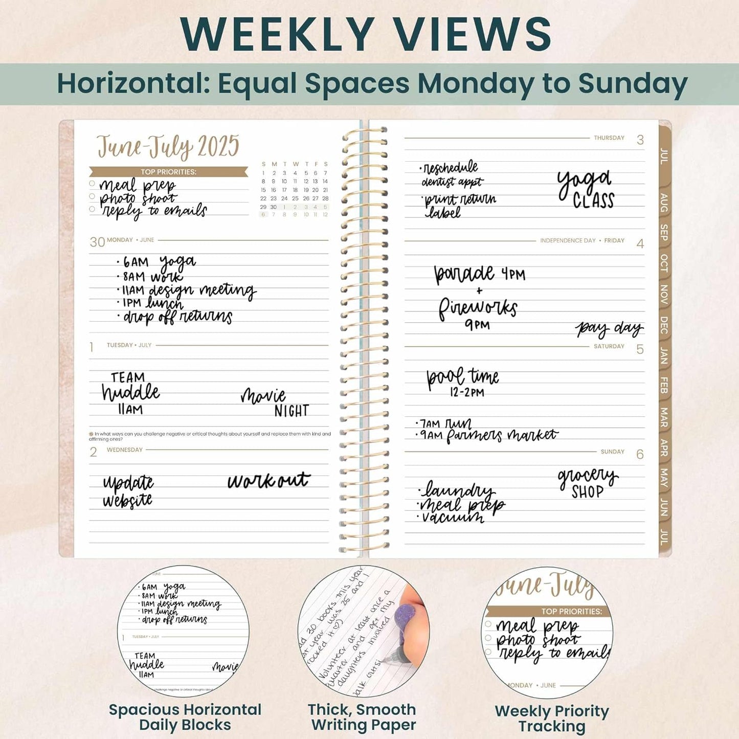 bloom daily planners 2025-2026 Academic Year Daily Planner (July 2025 - July 2026) - A5 Weekly & Monthly Calendar Agenda Organizer Book with Stickers - 5.5" x 8.25" - Ocean Oasis