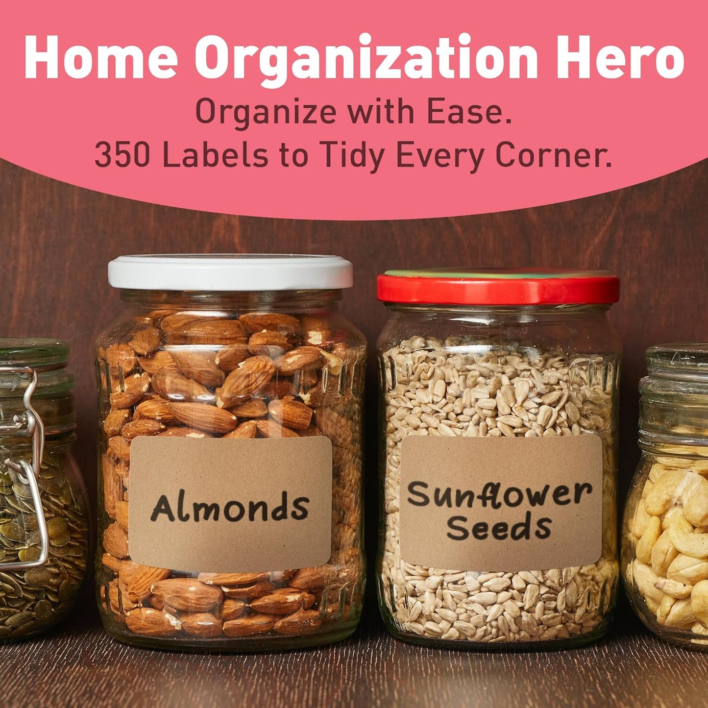 Camp Galaxy 2x3 Inch Natural Brown Kraft Stickers (350 Per Roll) - Rectangular Blank Stickers for Store Owners, Crafts, Organizing, Jar and Canning Labels, Price Tags