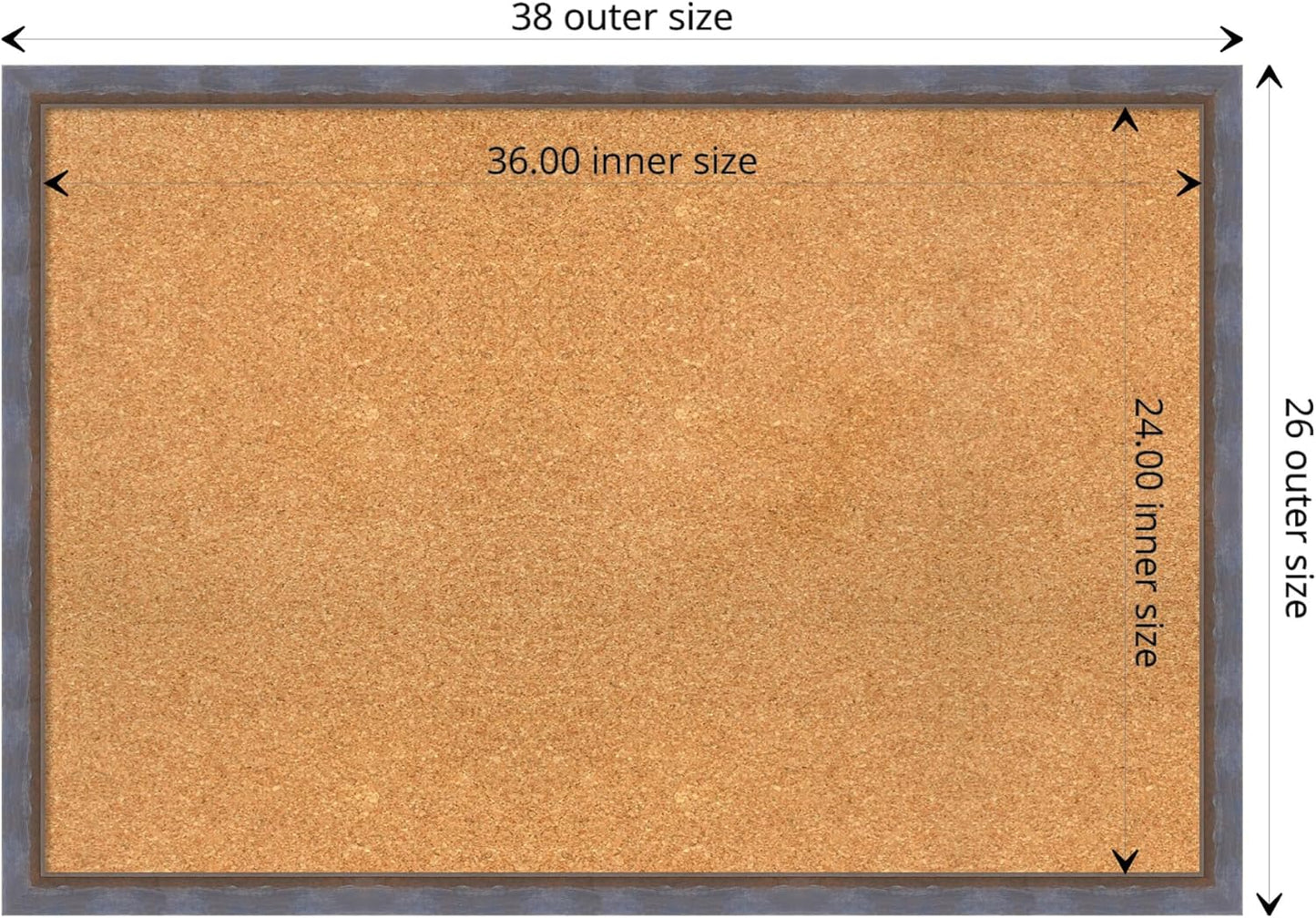 Amanti Art Natural Cork Board for Wall, 26x38 Vision Board with Blue Wood Frame, Large Corkboard Office Decor for Home Organization, Modern Contemporary Corkboard Pinboard to display items for home